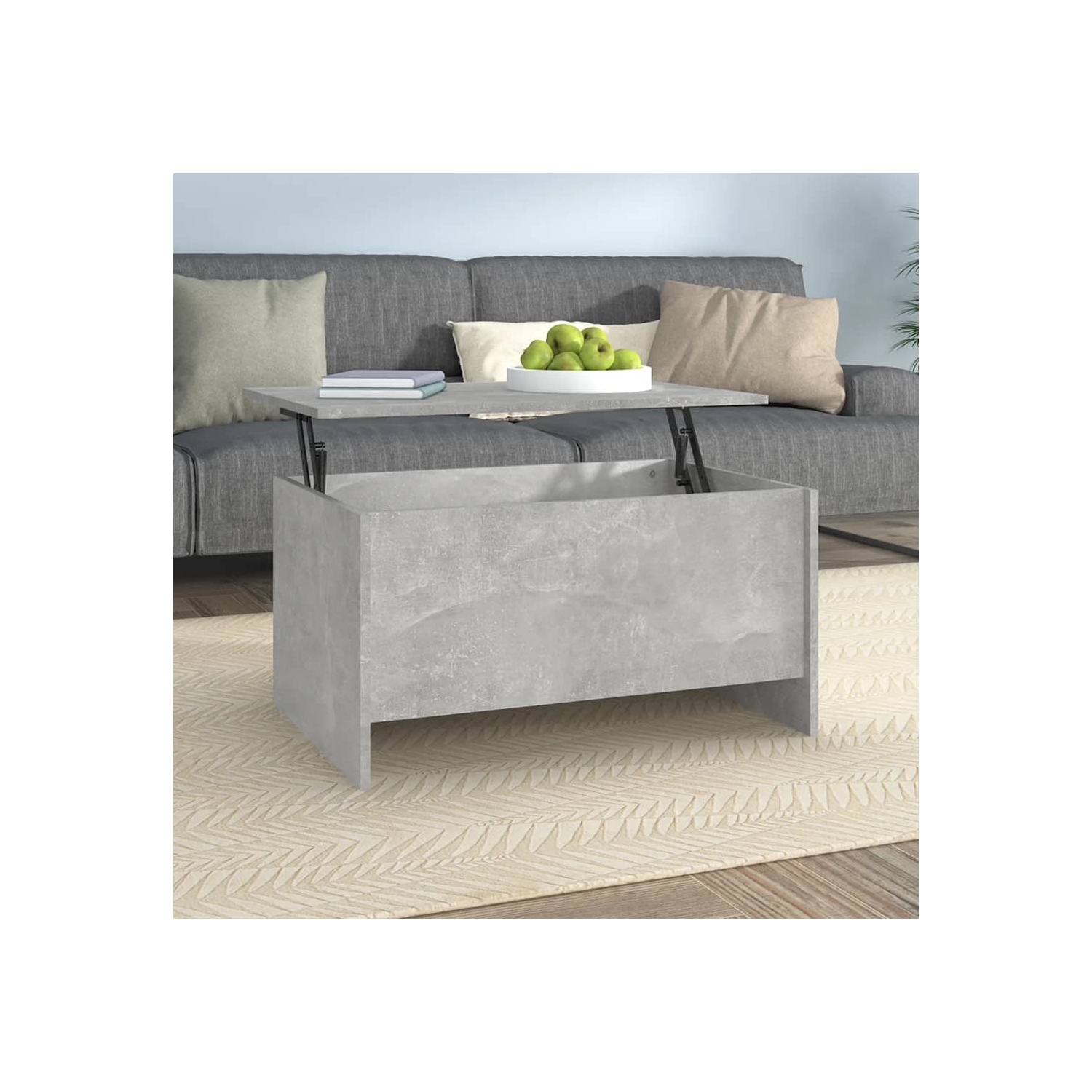 Table basse en béton de vidaXL, gris 80 x 55,5 x 41,5&nbsp;cm, bois d'ingénierie