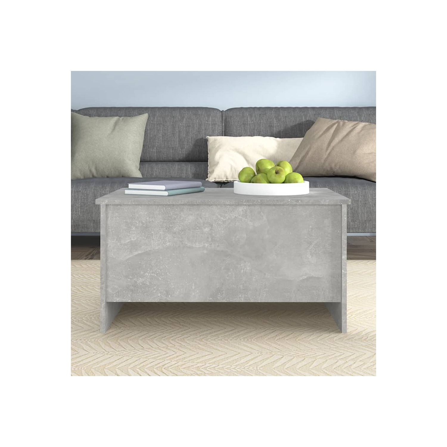 Table basse en béton de vidaXL, gris 80 x 55,5 x 41,5&nbsp;cm, bois d'ingénierie