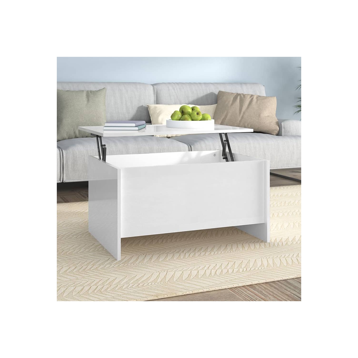 vidaXL Coffee Table High Gloss White 80x55.5x41.5 cm Engineered Wood