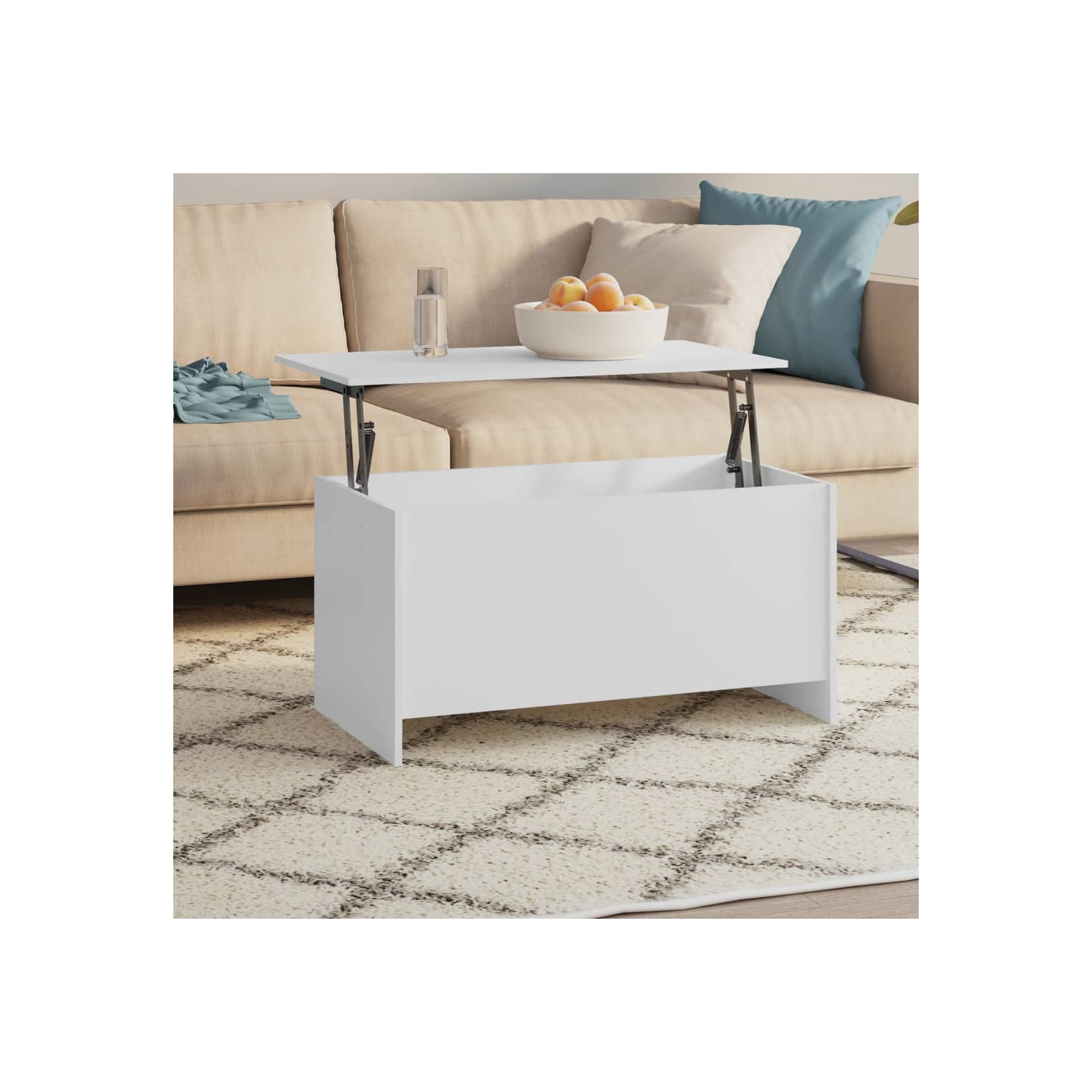 Table basse blanche de style 102x55,5x52,5&nbsp;cm