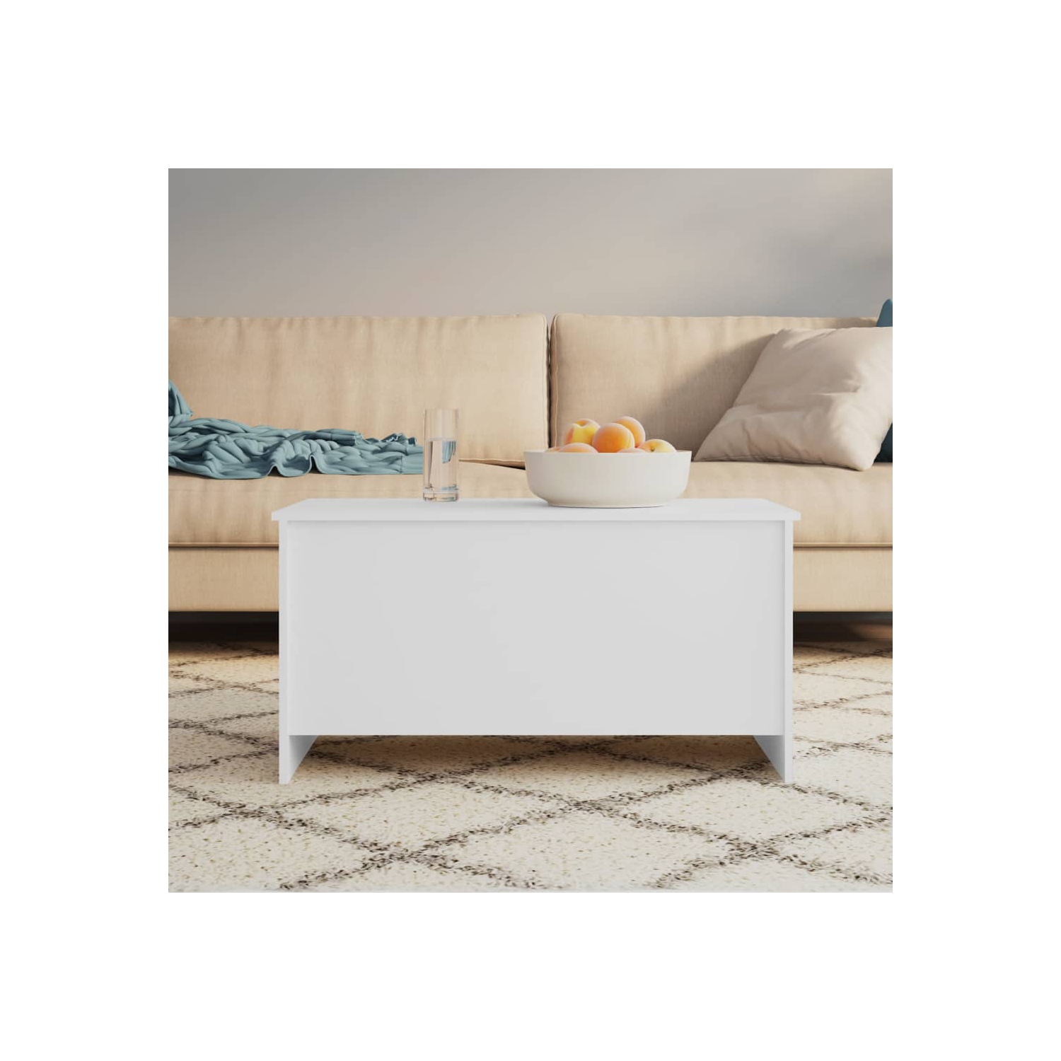Table basse blanche de style 102x55,5x52,5&nbsp;cm