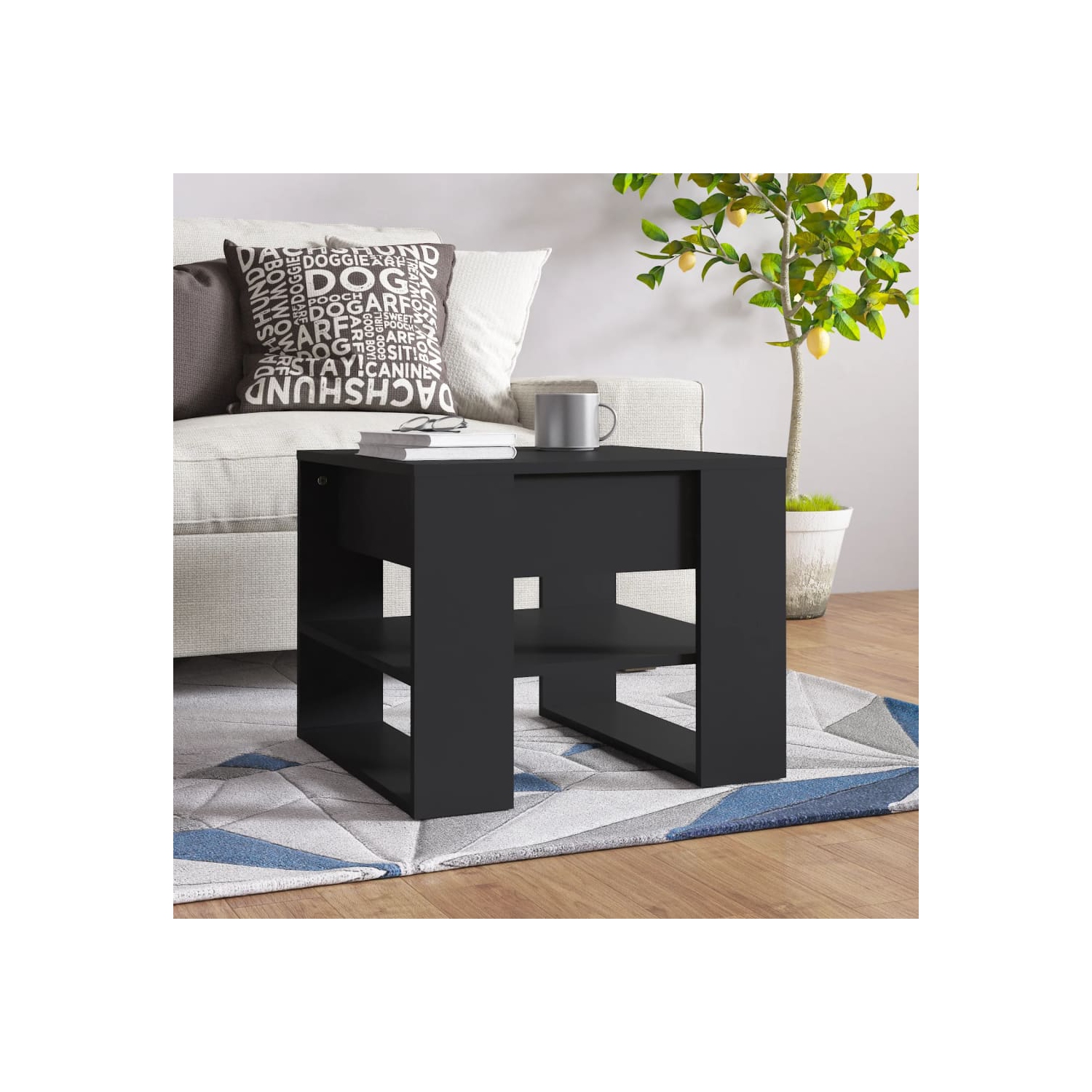 Table basse en bois d'ingénierie noir 55,5x55x45 cm de vidaXL