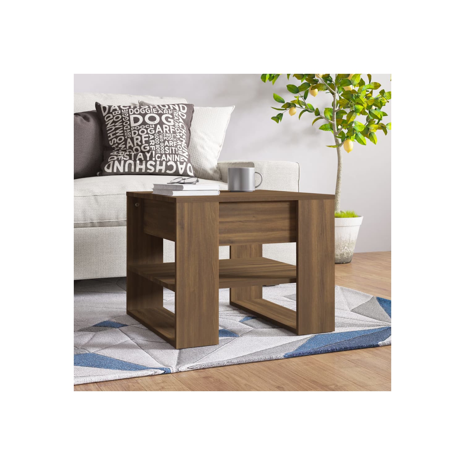 Table basse en chêne brun de 55 x 55 x 45&nbsp;cm