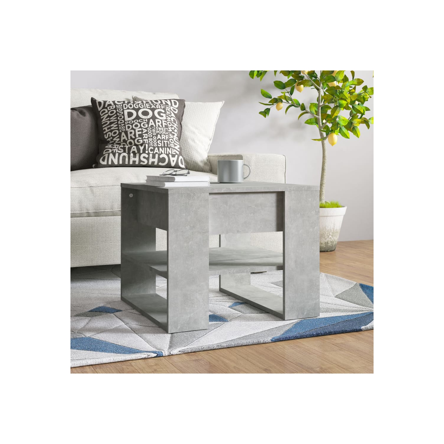 vidaXL Coffee Table Concrete Grey 55.5x55x45 cm Engineered Wood