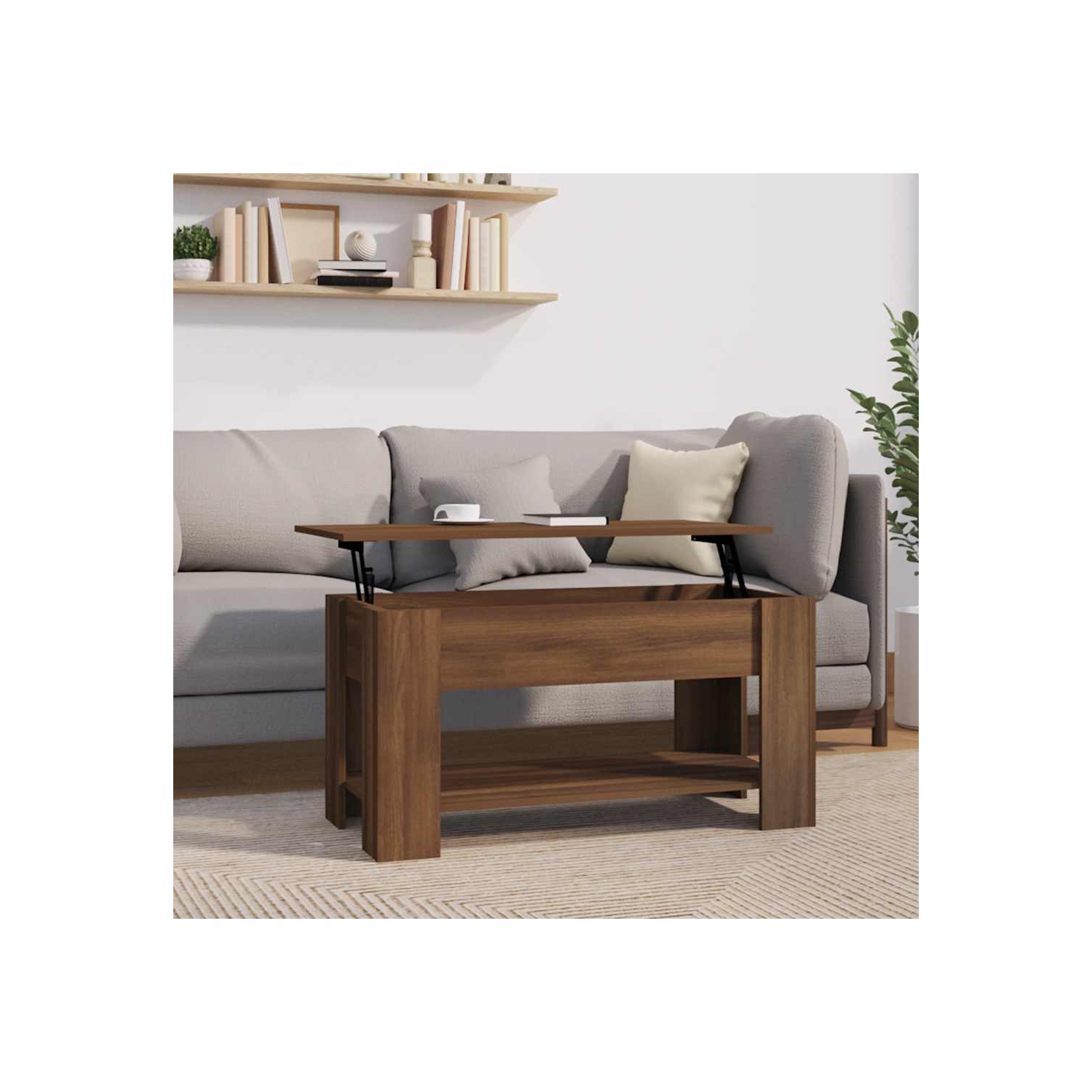 vidaXL Coffee Table Brown Oak 101x49x52 cm Engineered Wood