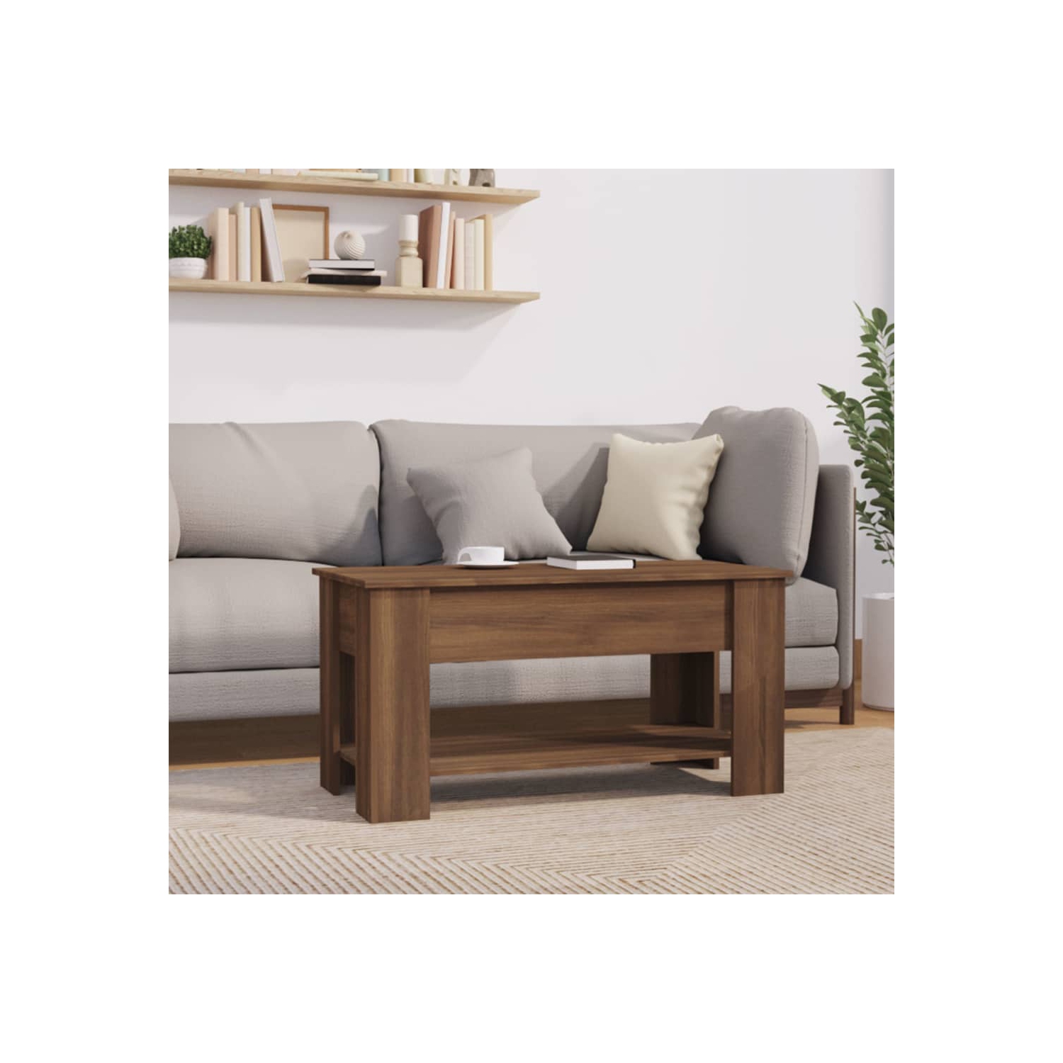 vidaXL Coffee Table Brown Oak 101x49x52 cm Engineered Wood