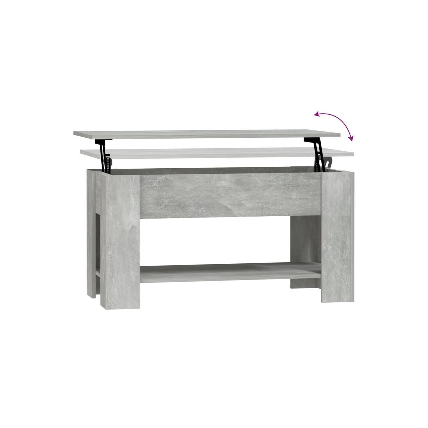 Table basse en béton de vidaXL, gris, 101x49x52 cm, bois d'ingénierie