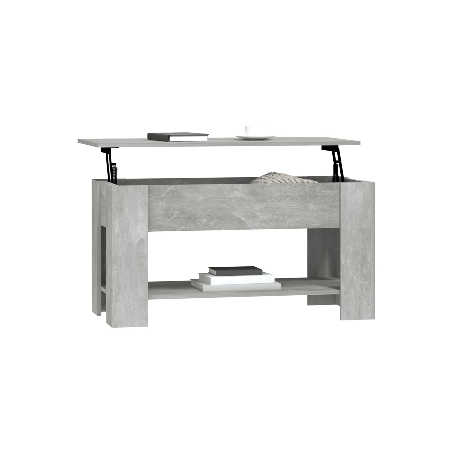 Table basse en béton de vidaXL, gris, 101x49x52 cm, bois d'ingénierie