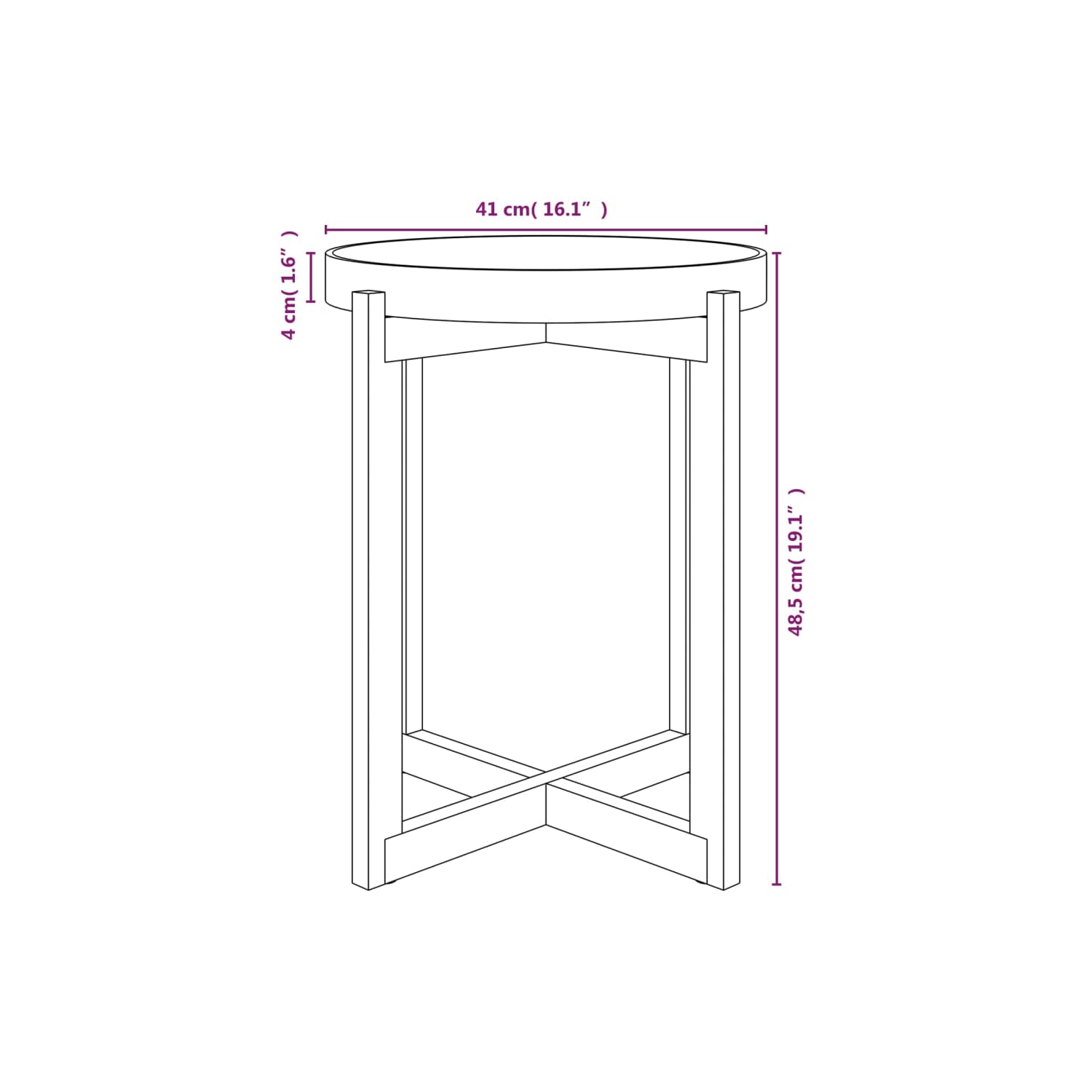 Table basse vidaXL blanche, 41 x 41 x 41 po, bois d'ingénierie et pin massif de 48,5 cm