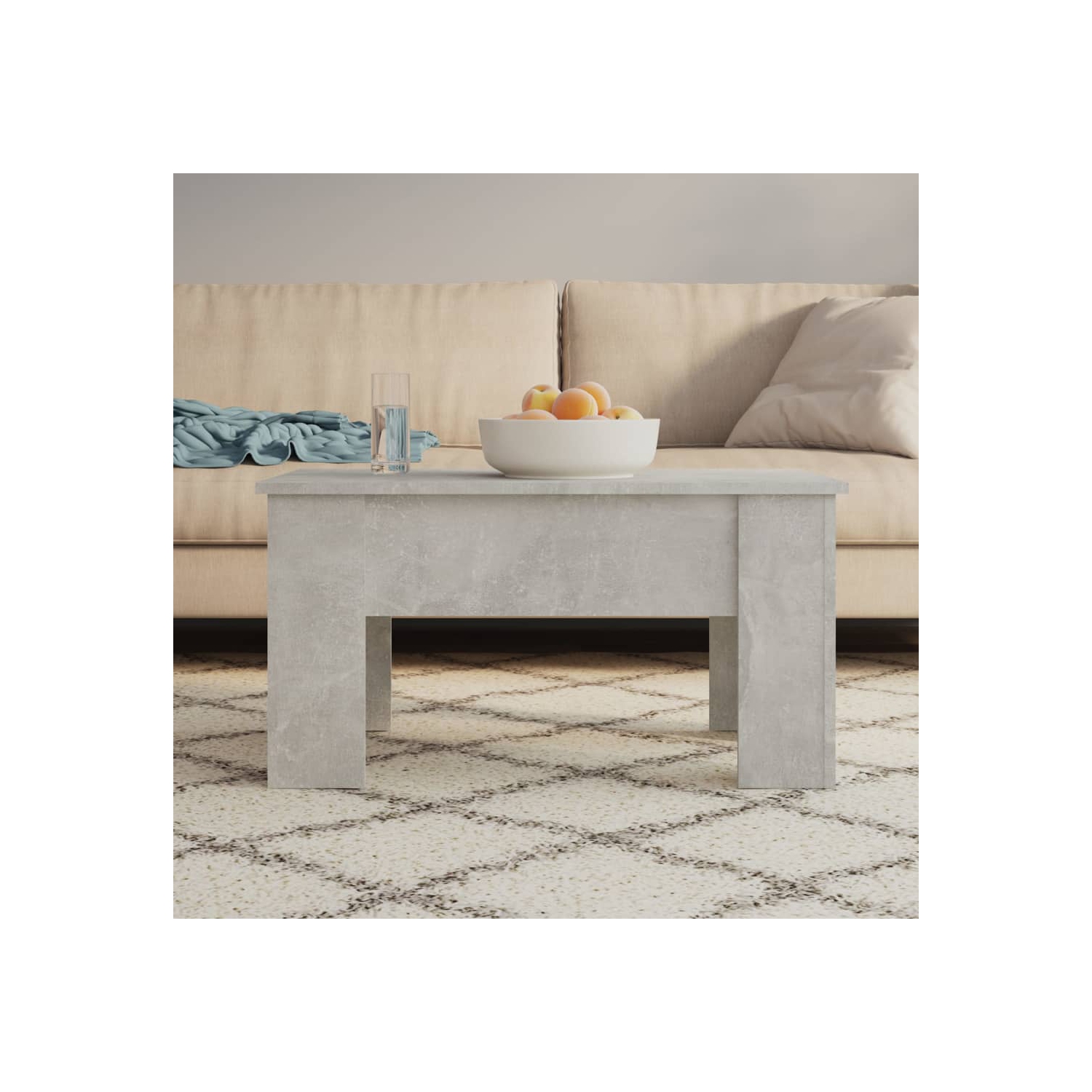 Table basse en béton de vidaXL, gris, 79 x 49 x 41 cm, bois d'ingénierie