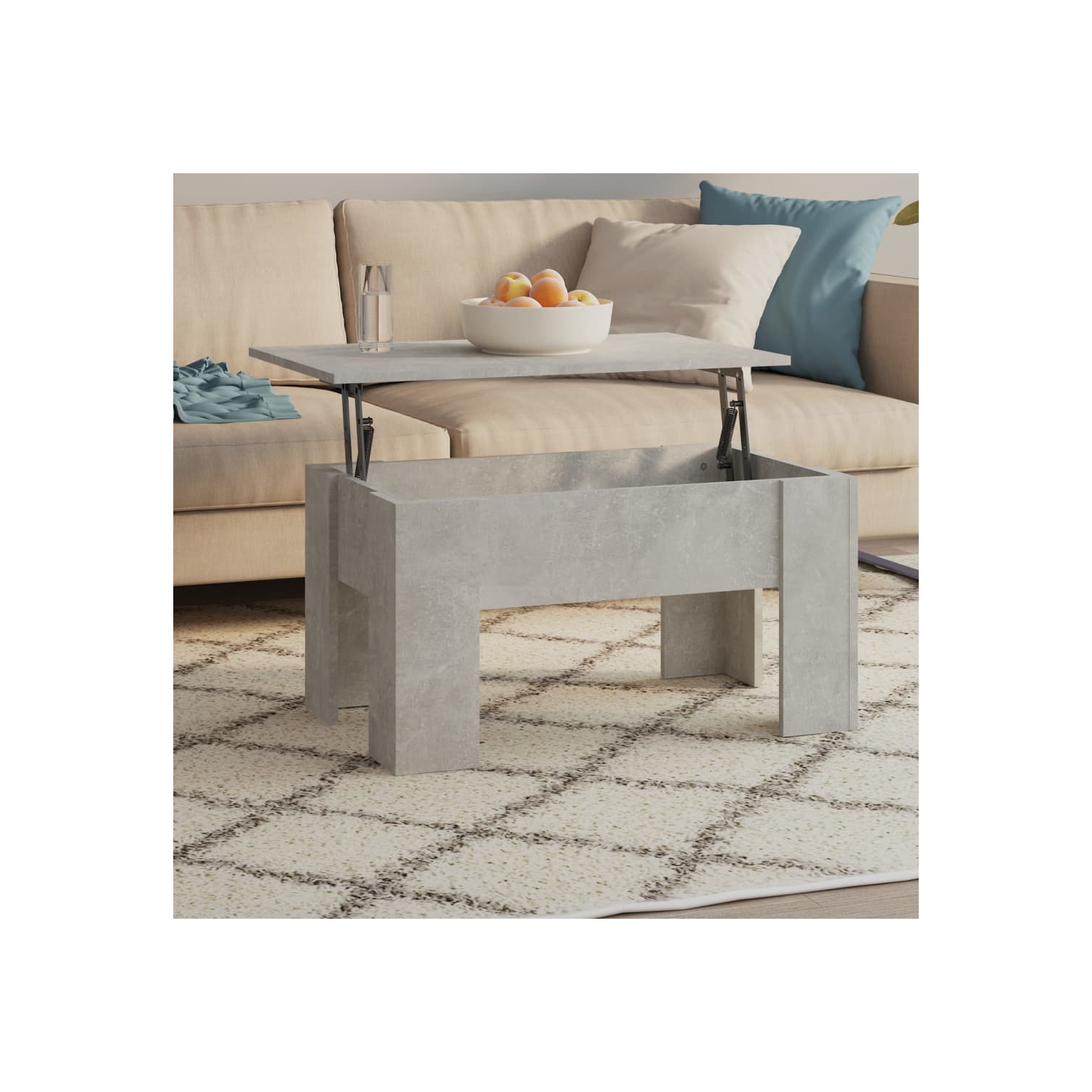 Table basse en béton de vidaXL, gris, 79 x 49 x 41 cm, bois d'ingénierie