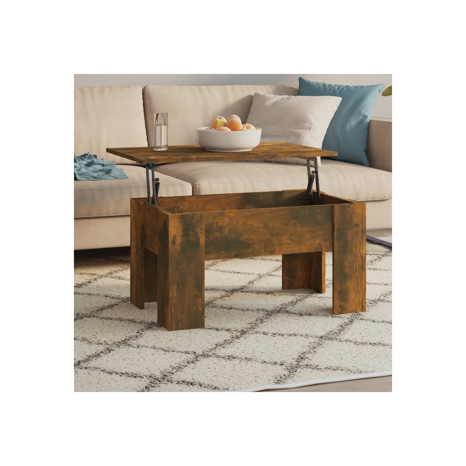 vidaXL Coffee Table Smoked Oak 79x49x41 cm Engineered Wood