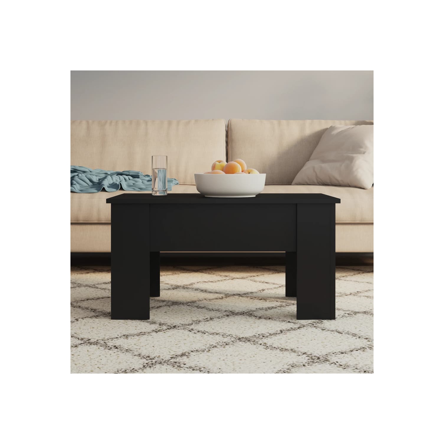 vidaXL Coffee Table Black 79x49x41 cm Engineered Wood