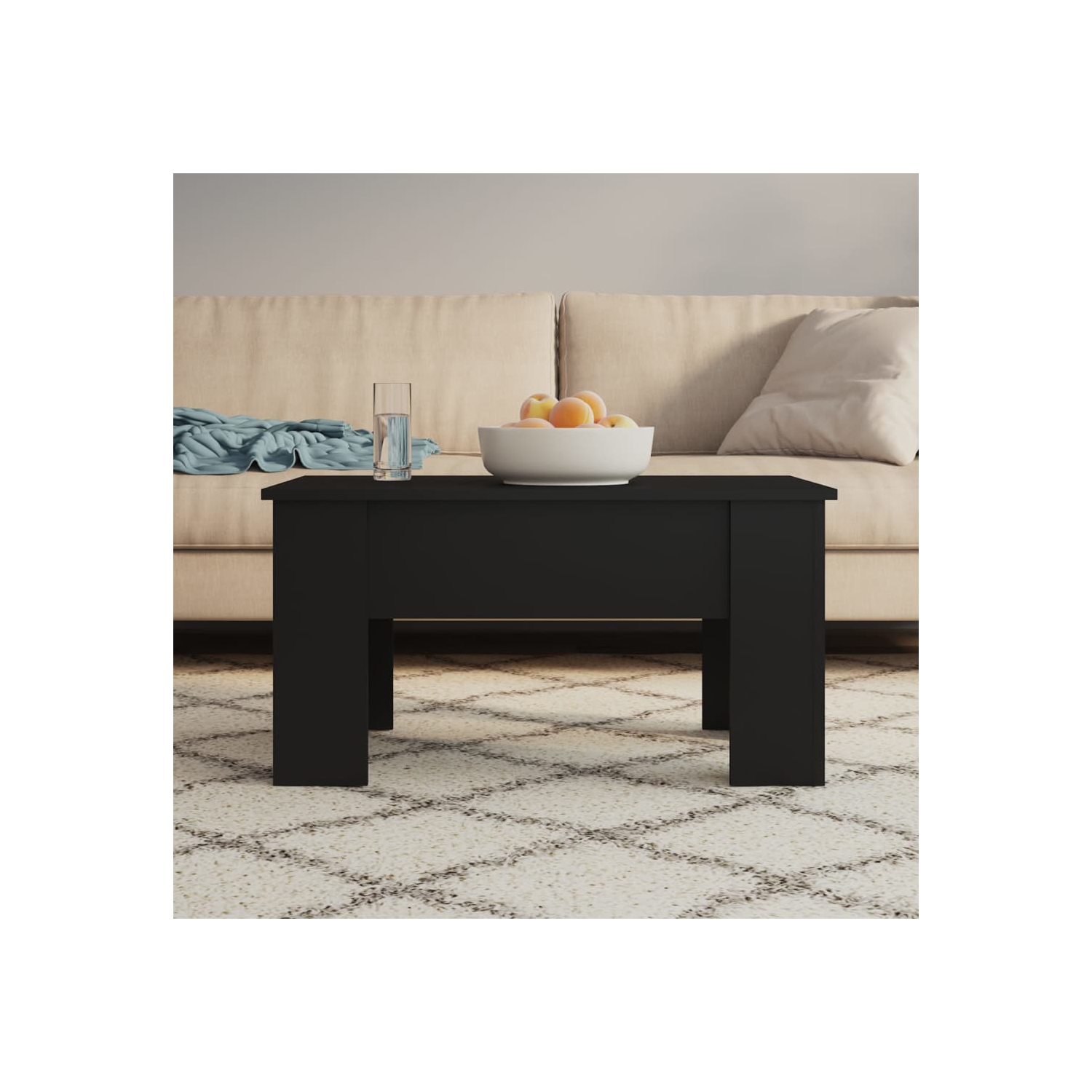 vidaXL Coffee Table Black 79x49x41 cm Engineered Wood