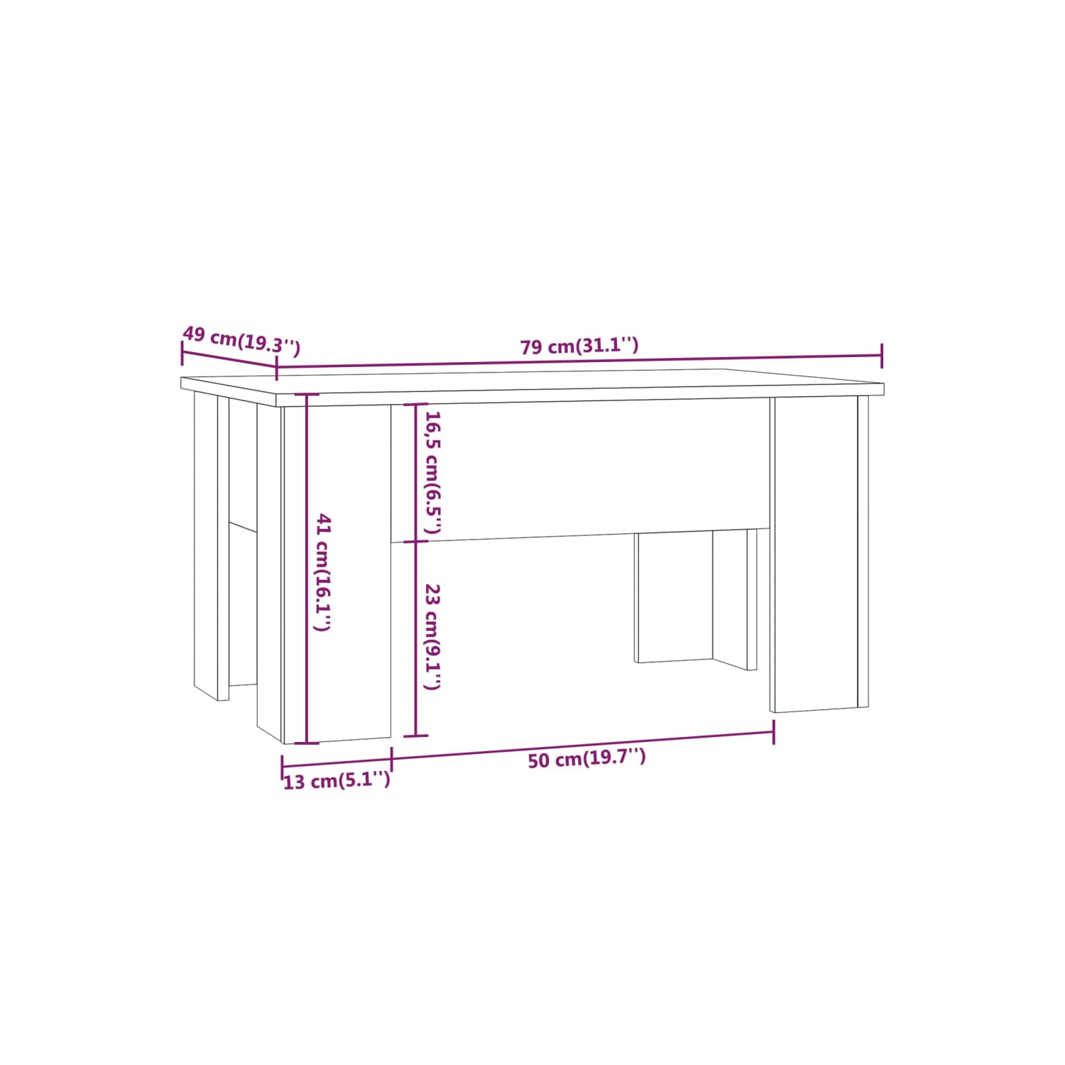 vidaXL Coffee Table Black 79x49x41 cm Engineered Wood