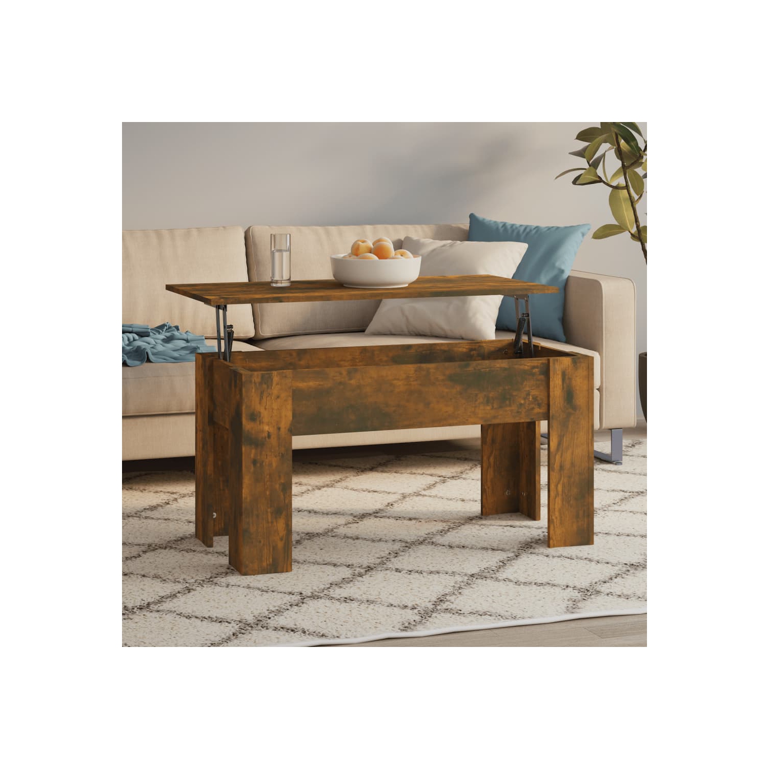 vidaXL Coffee Table Smoked Oak 101x49x52 cm Engineered Wood