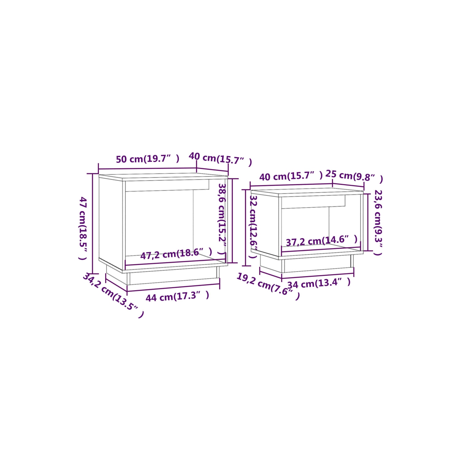 vidaXL Nesting Coffee Tables 2 pcs Honey Brown Solid Wood Pine