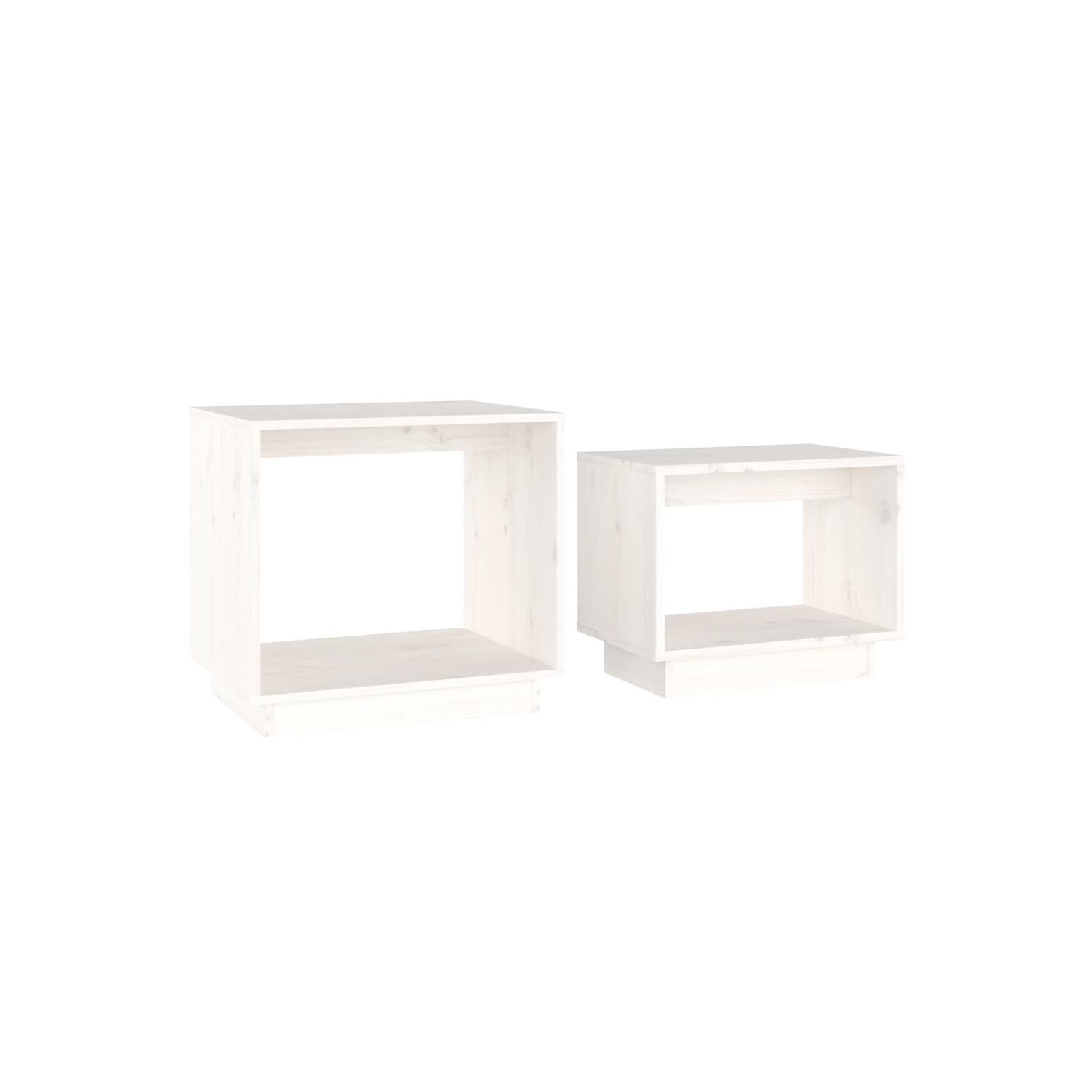 Tables basses gigognes vidaXL en pin massif blanc, 2 pces