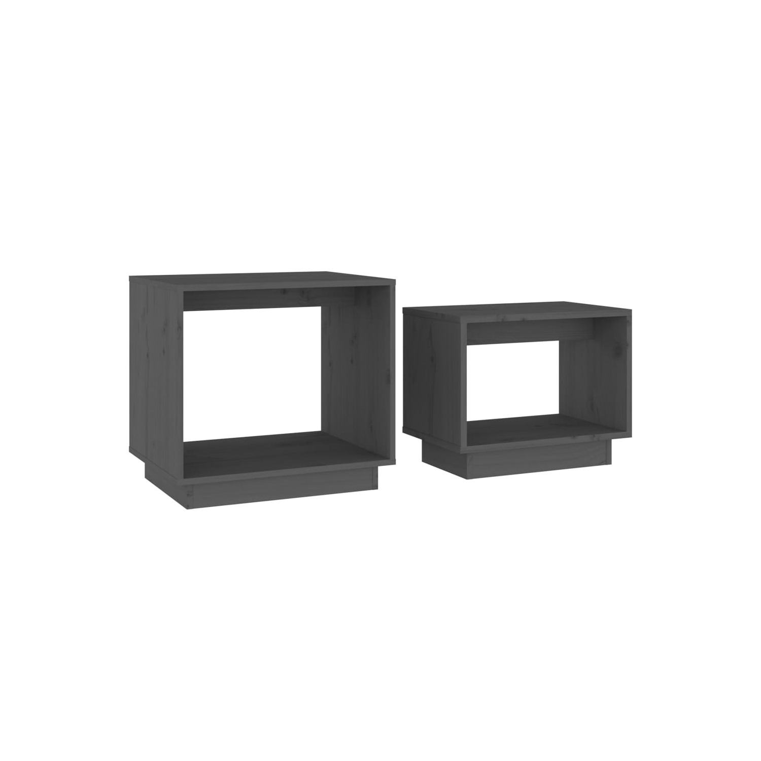 vidaXL Nesting Coffee Tables 2 pcs Grey Solid Wood Pine