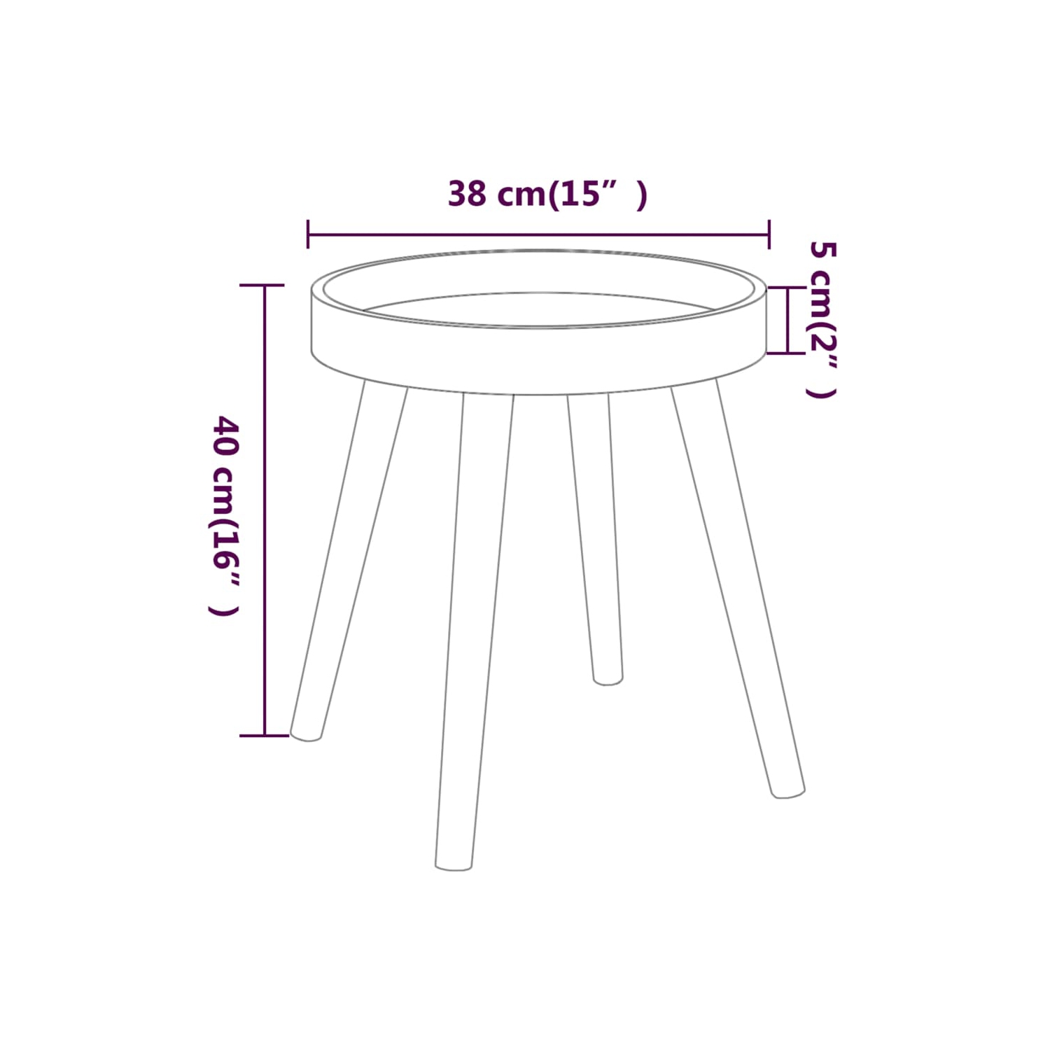 vidaXL Side Table Black 38x38x40 cm Engineered Wood&Solid Wood Pine