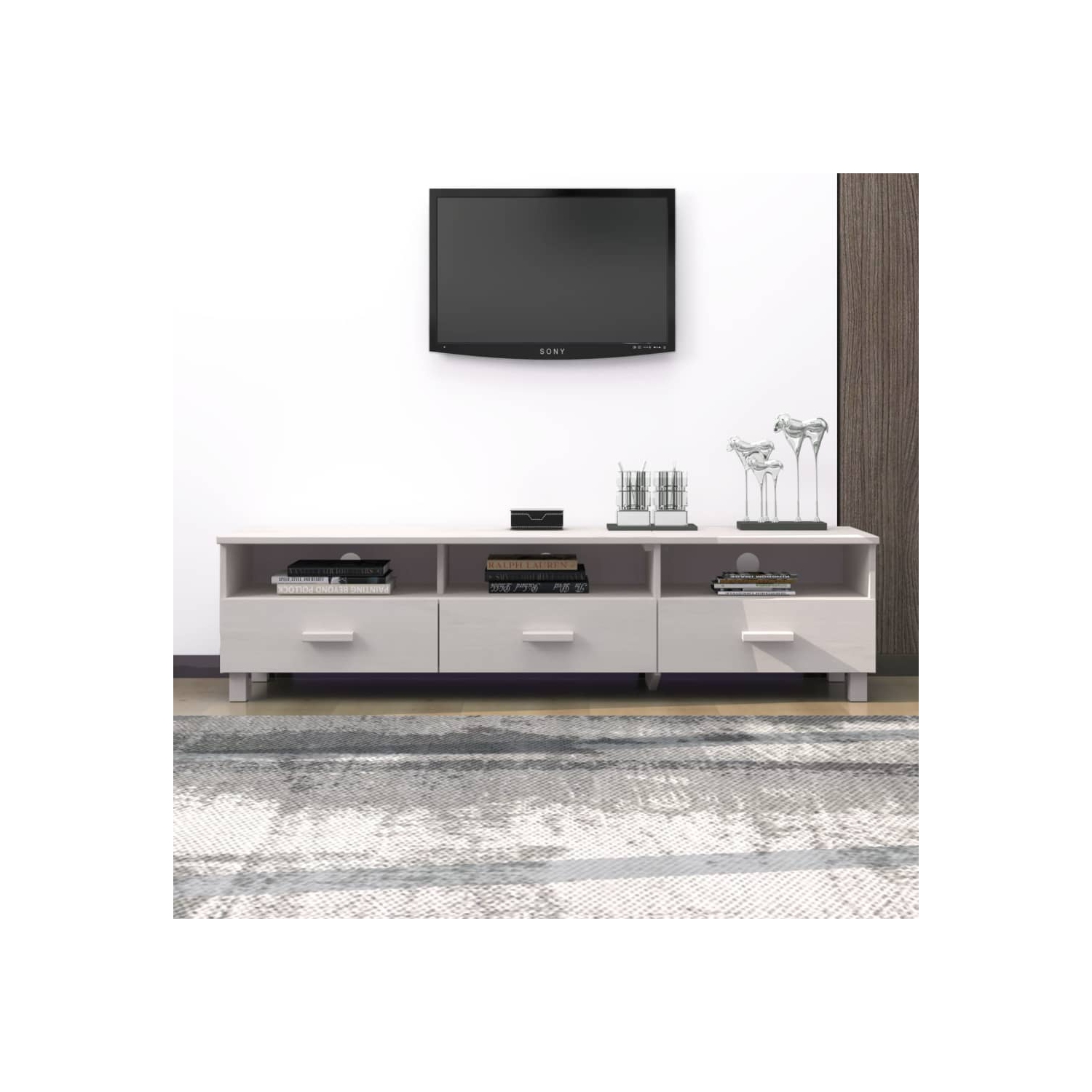 Meuble pour téléviseur de vidaXL, blanc HAMAR, 158 x 40 x 40 po, pin massif de 40&nbsp;cm