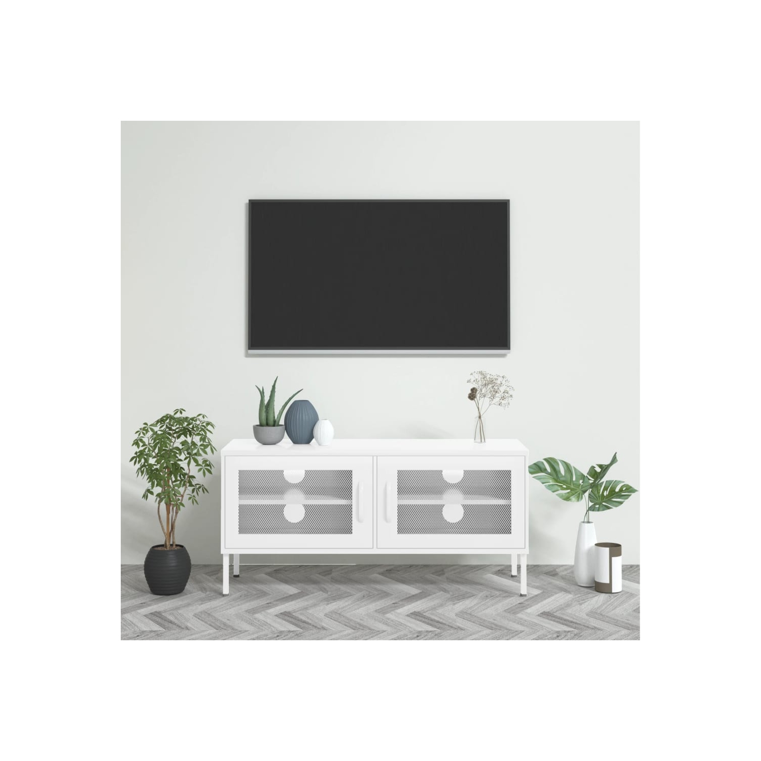 vidaXL TV Cabinet White 105x35x50 cm Steel