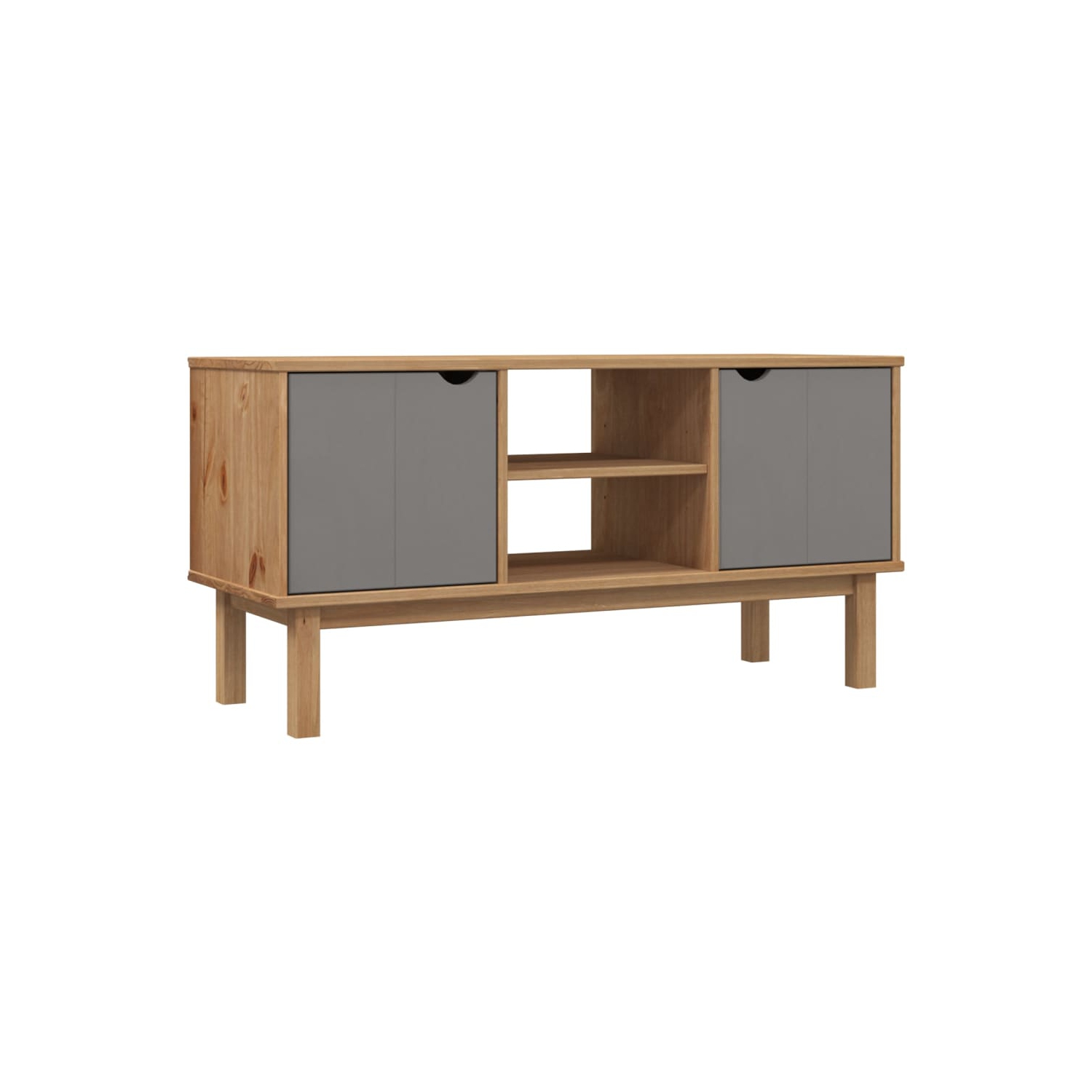 vidaXL TV Cabinet OTTA Brown and Grey 113.5x43x57 cm Solid Wood Pine