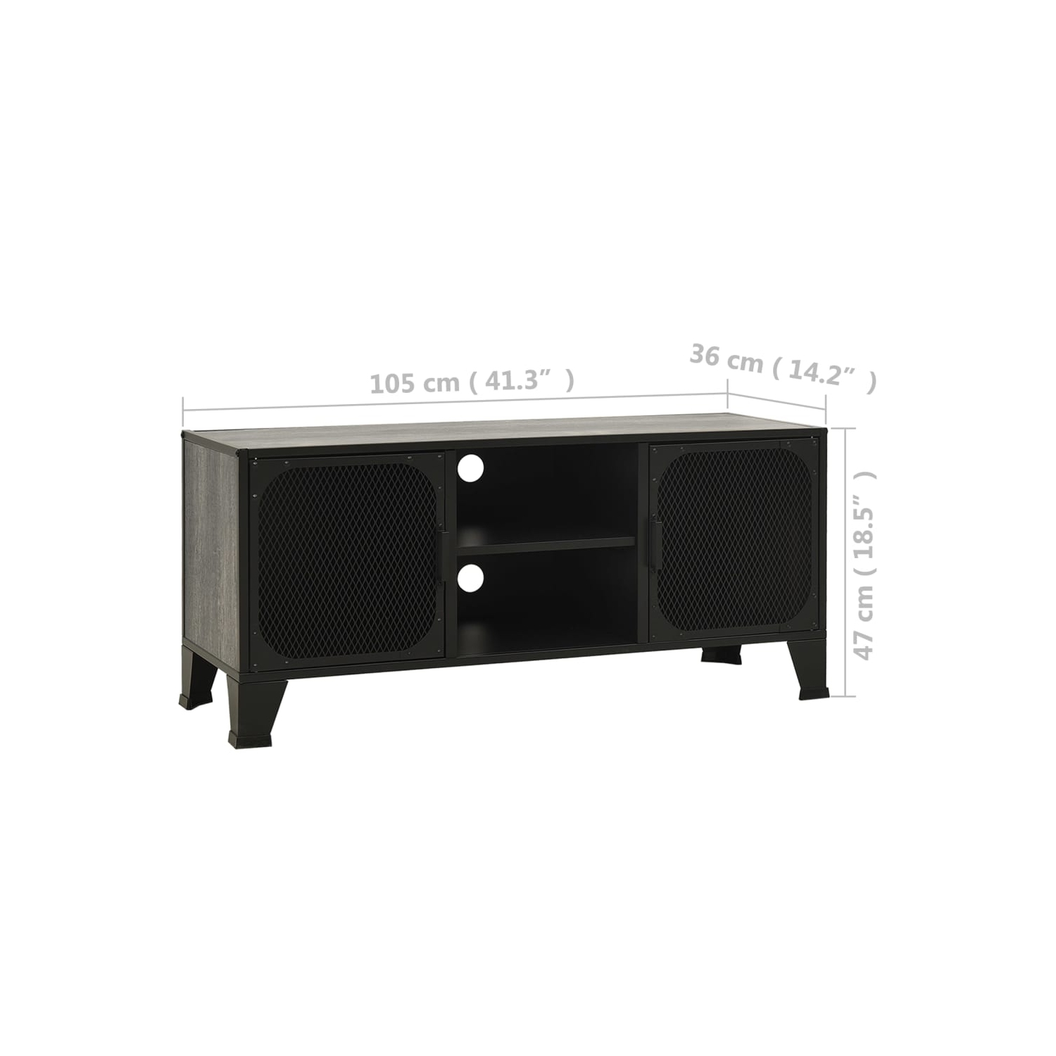 vidaXL TV Cabinet Grey 105x36x47 cm Metal and MDF