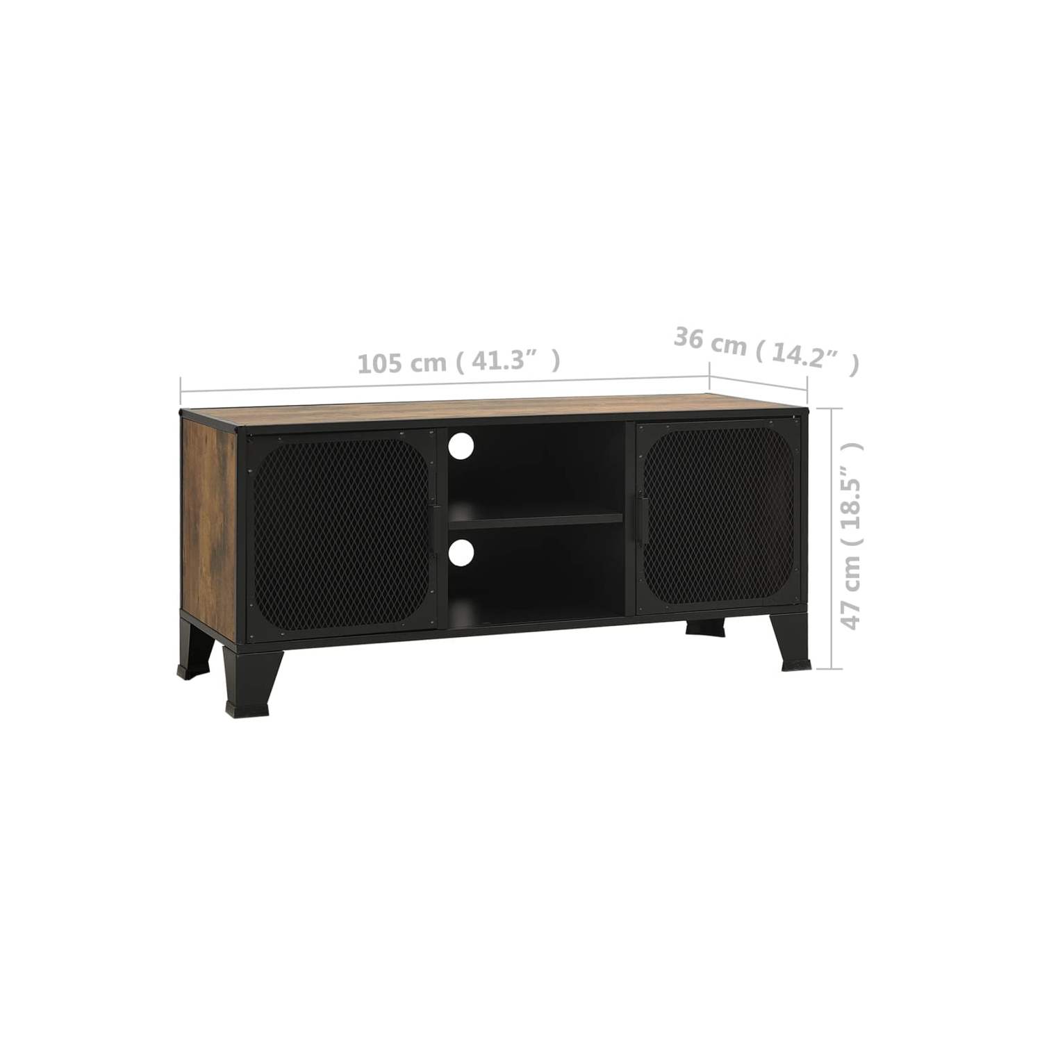 vidaXL TV Cabinet Rustic Brown 105x36x47 cm Metal and MDF