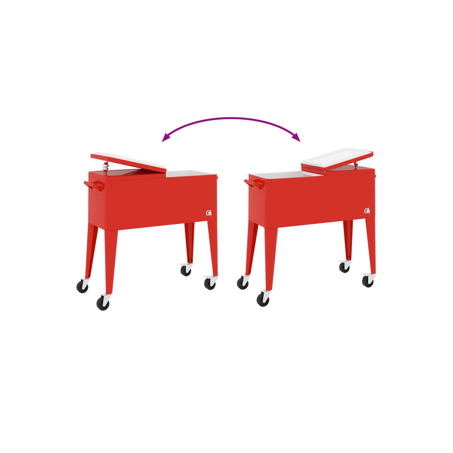 vidaXL Cooler Cart with Wheels Red 92x43x89 cm
