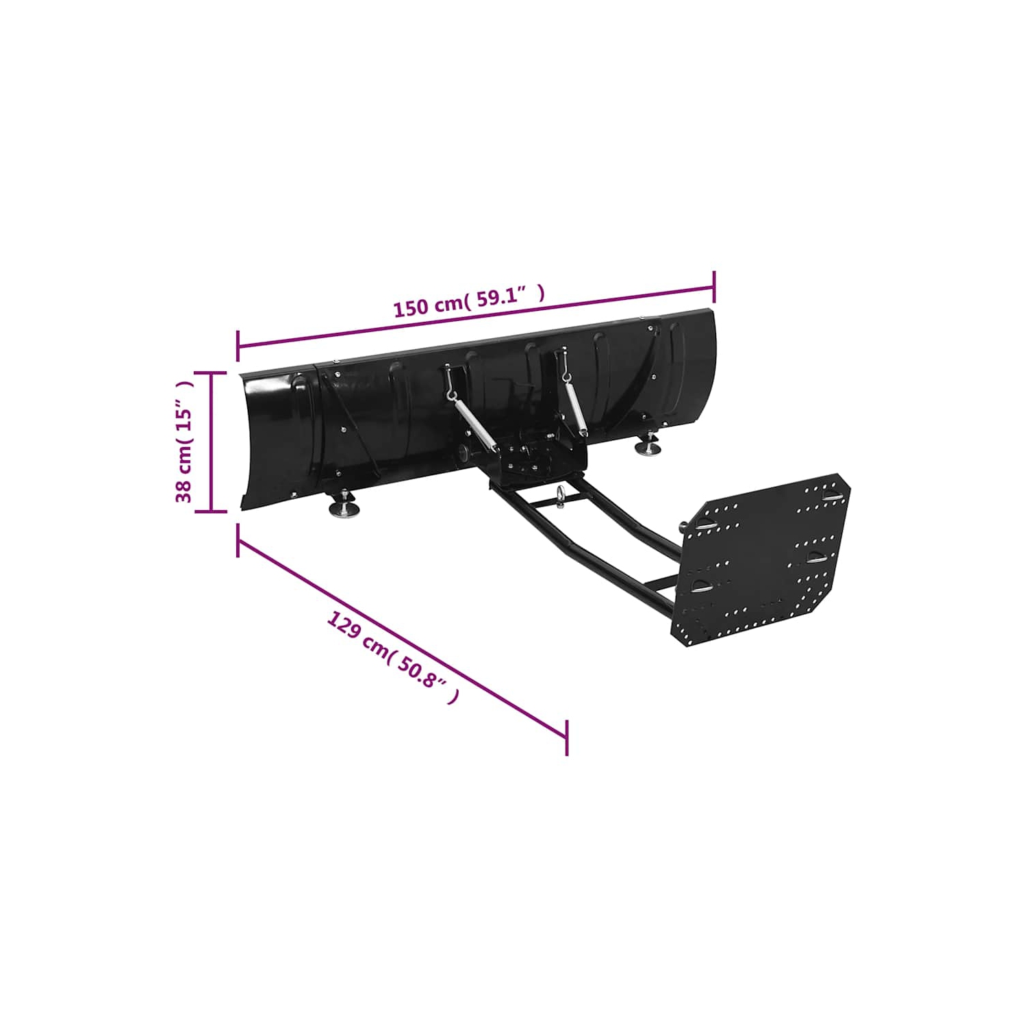 Lame robuste de chasse-neige de 59&nbsp;po vidaXL, 5 angles réglables, compatible avec la plupart des cadres de VTT