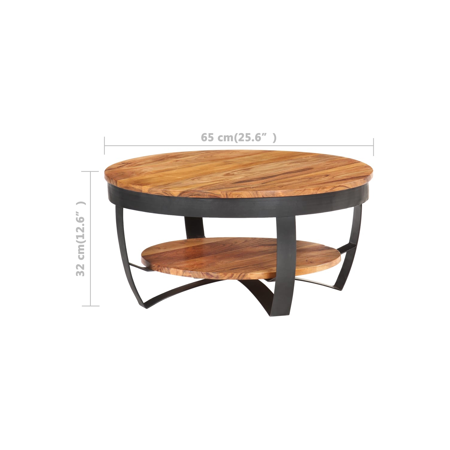 vidaXL Coffee Table 25.6"x25.6"x12.6" Solid Acacia Wood