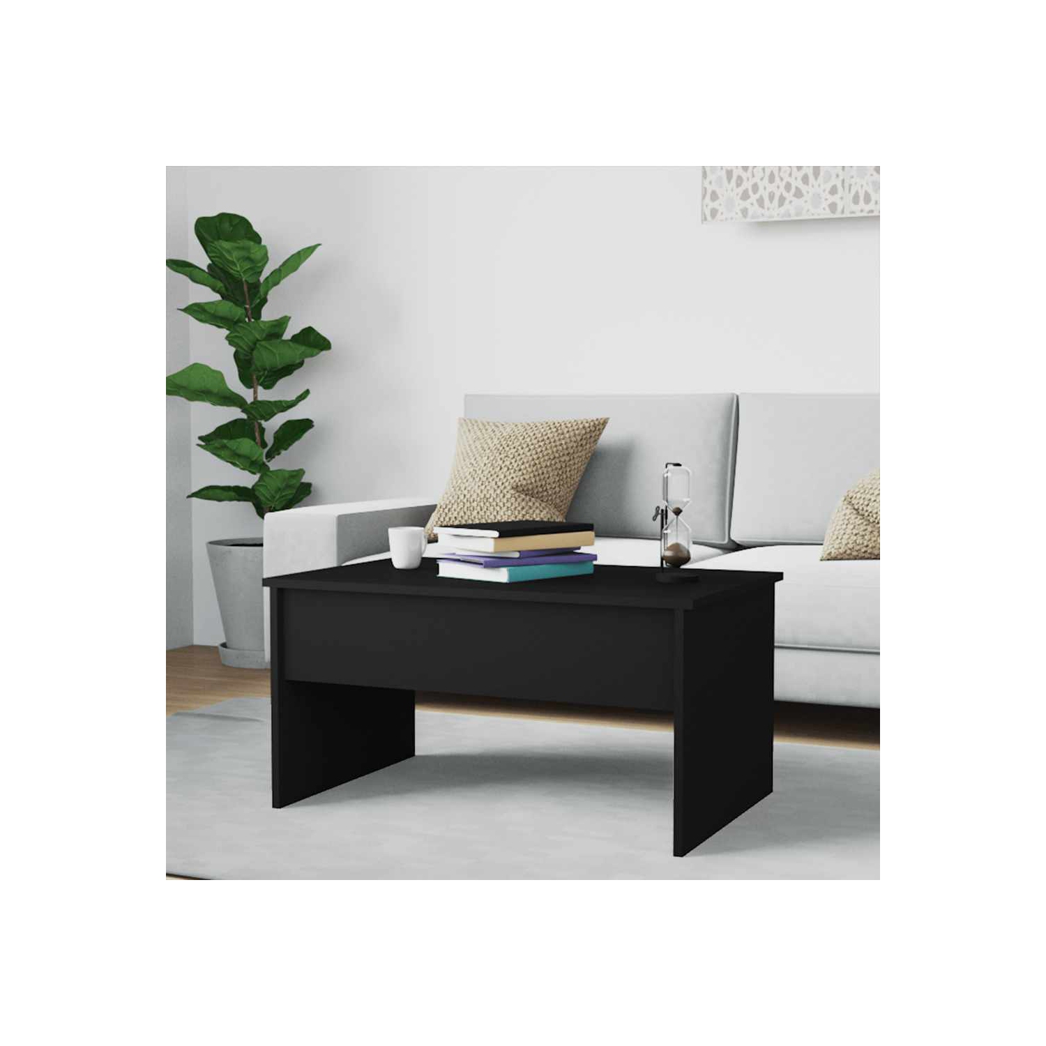 Table basse VisdaXL en bois d'ingénierie noir 80 x 50,5 x 41,5&nbsp;cm