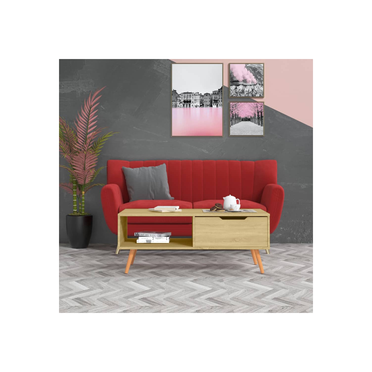 vidaXL Coffee Table Sonoma Oak 100x49.5x43 cm Engineered Wood