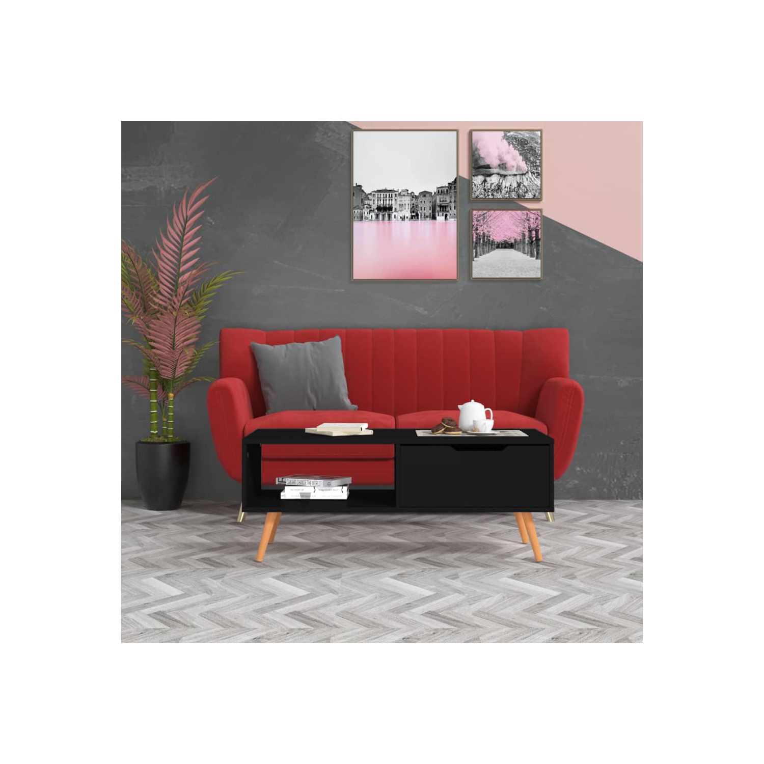 vidaXL Coffee Table Black 100x49.5x43 cm Engineered Wood