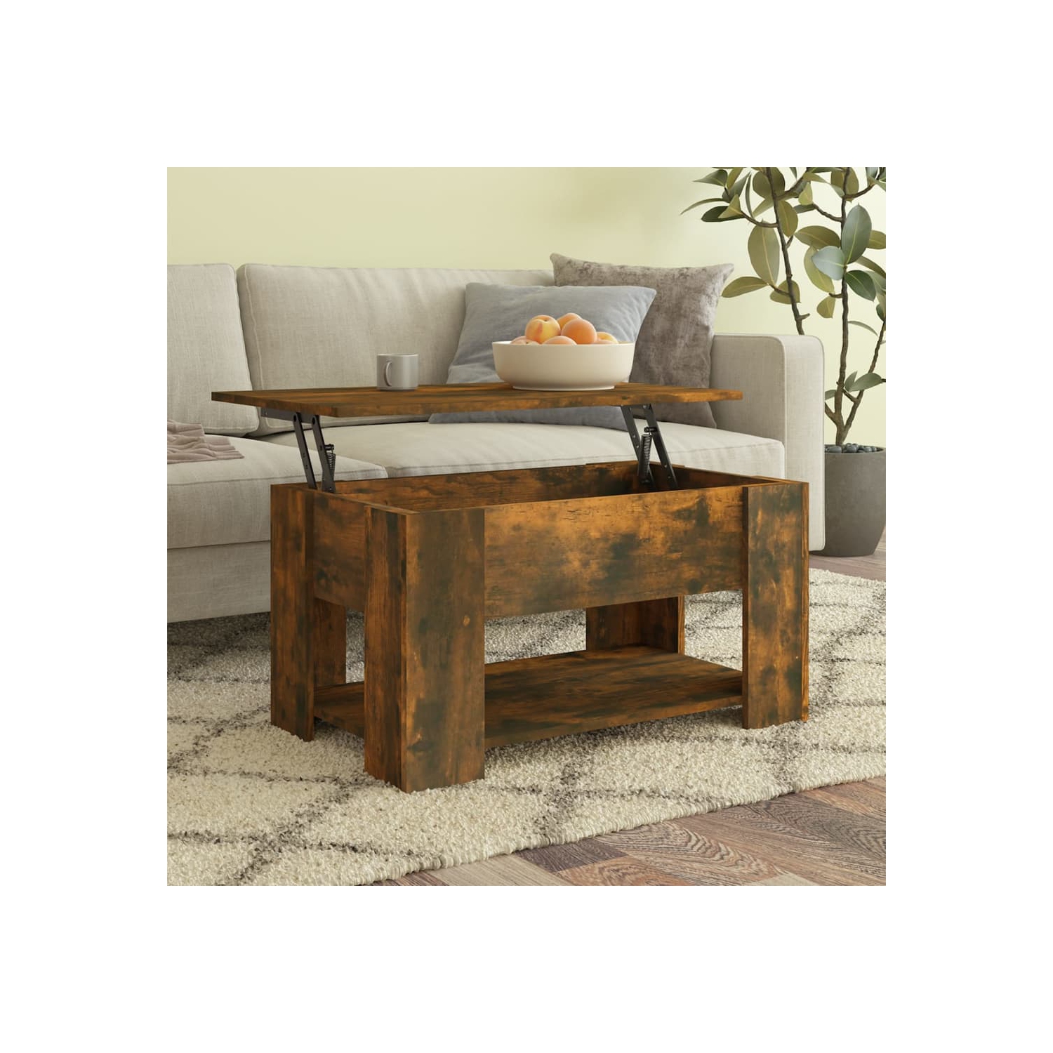 Table basse au fini chêne fumé vidaXL, 79 x 49 x 41 cm, bois d'ingénierie