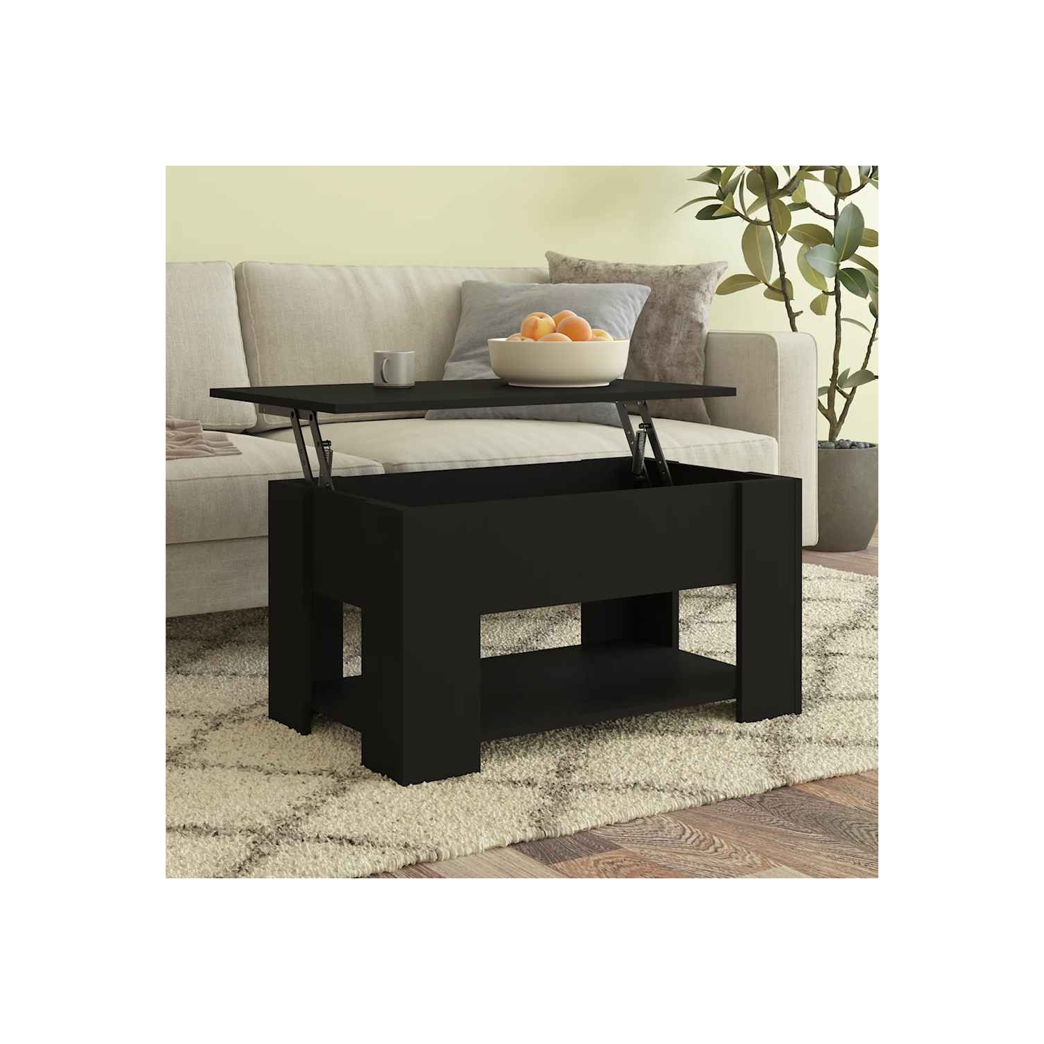 vidaXL Coffee Table Black 79x49x41 cm Engineered Wood
