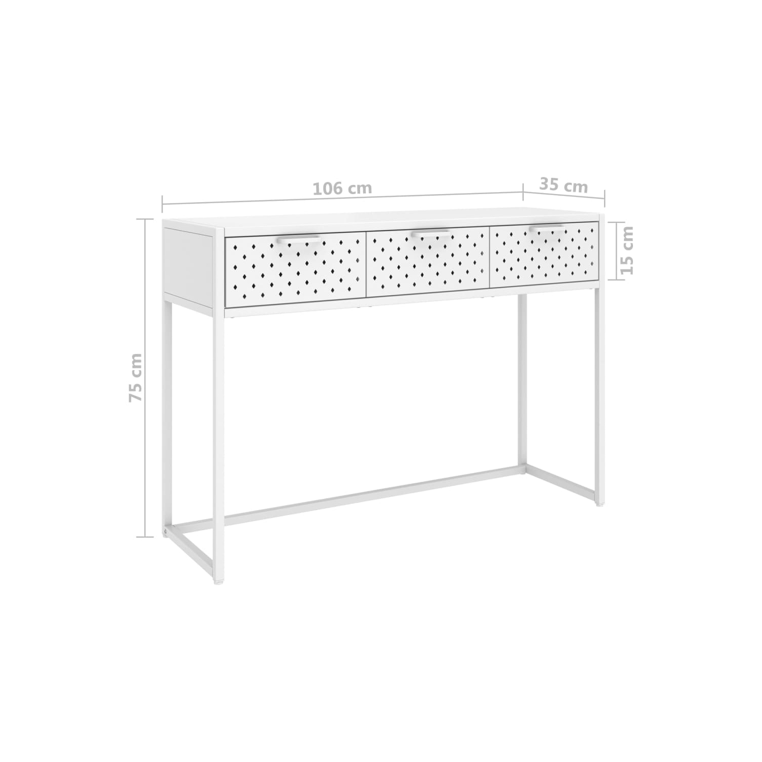 vidaXL Console Table White 106x35x75 cm Steel