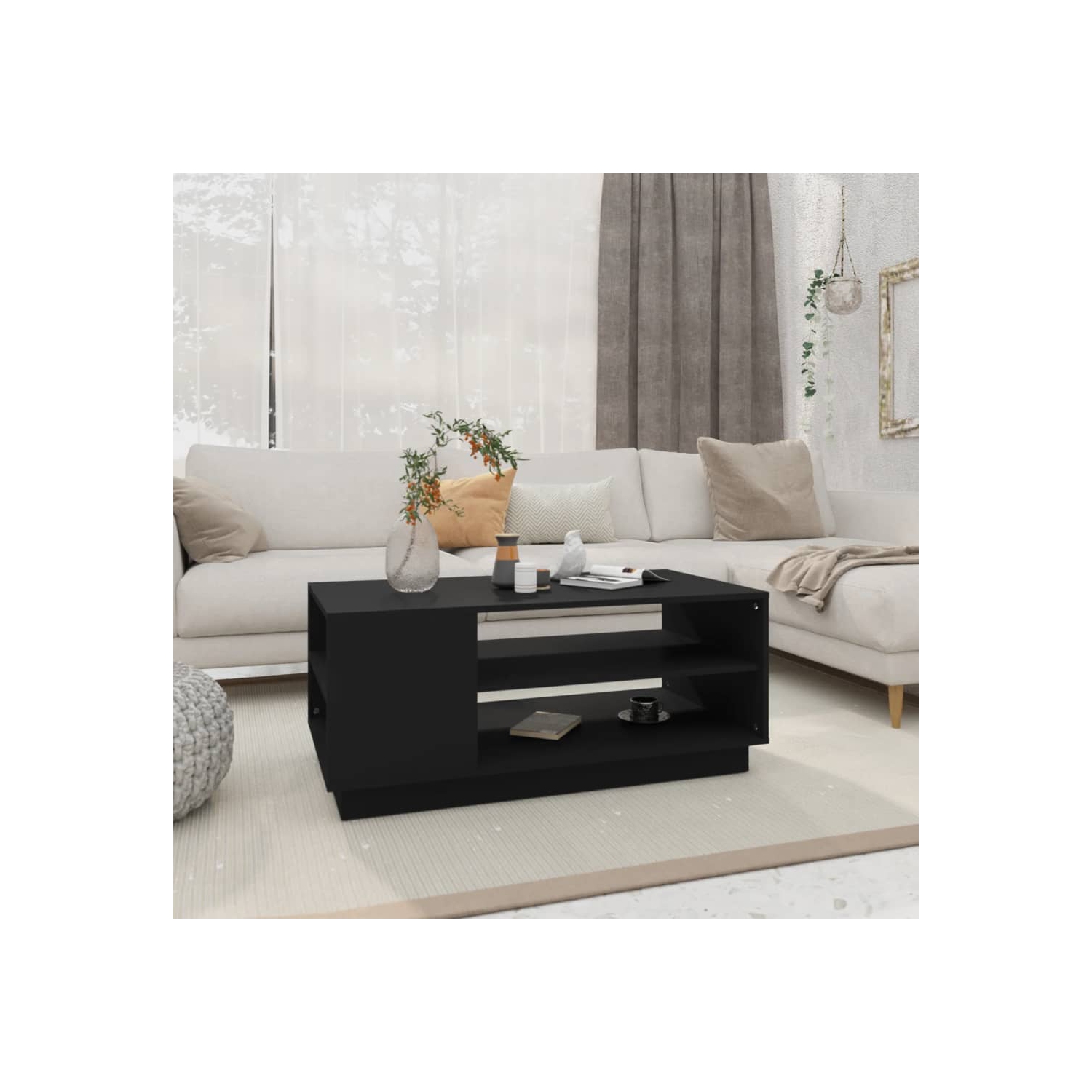 vidaXL Coffee Table Black 102x55x43 cm Engineered Wood