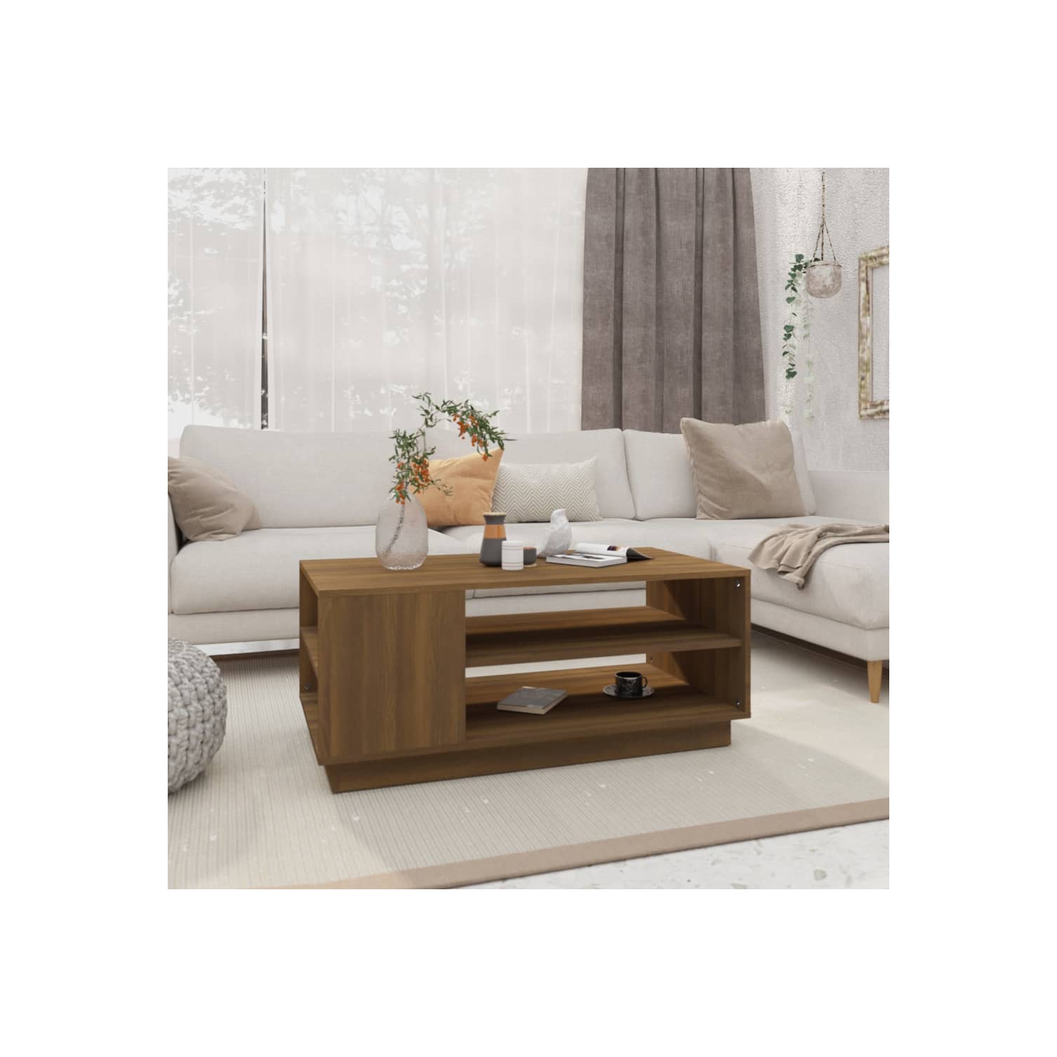 vidaXL Coffee Table Brown Oak 102x55x43 cm Engineered Wood