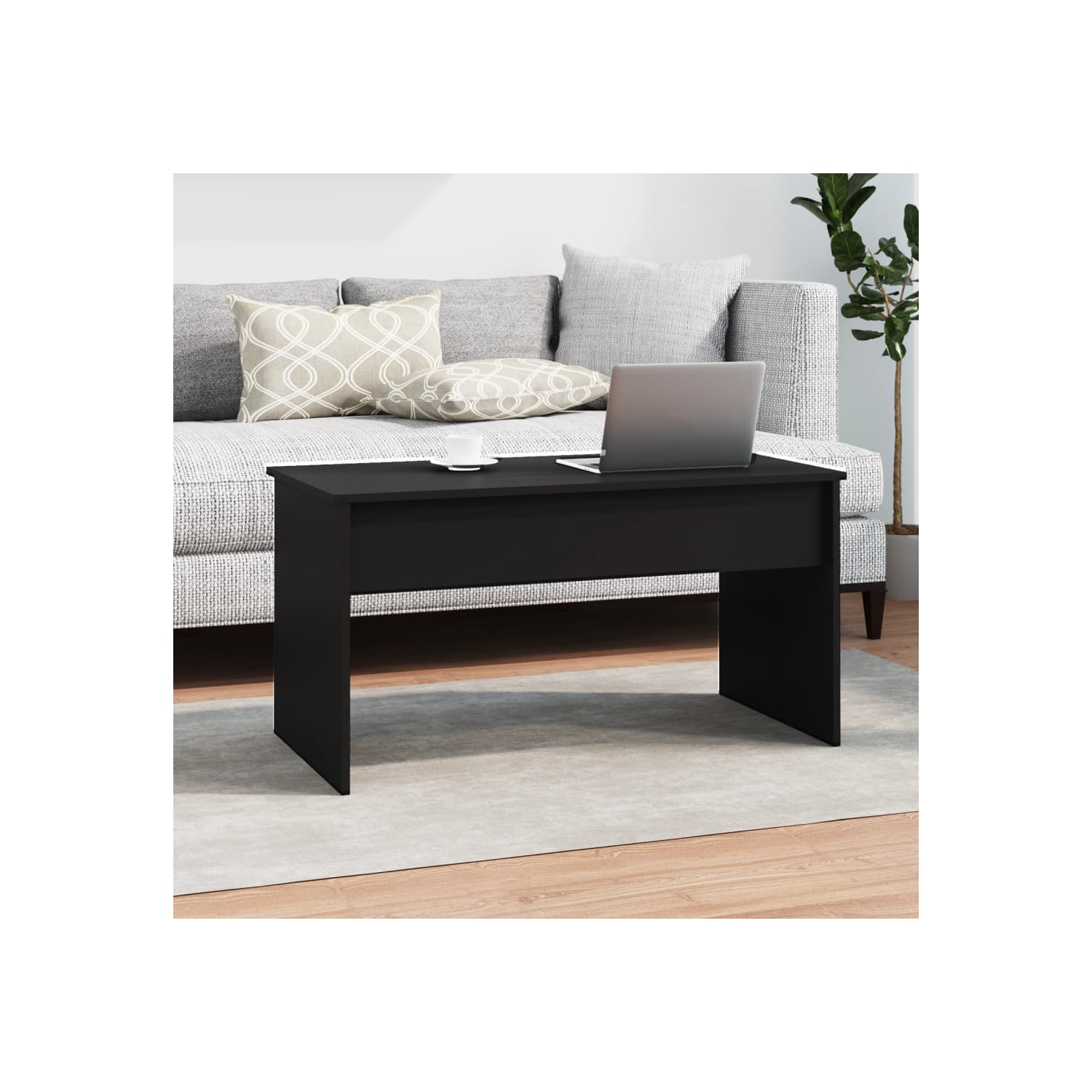 vidaXL Coffee Table Black 102x50.5x52.5 cm Engineered Wood