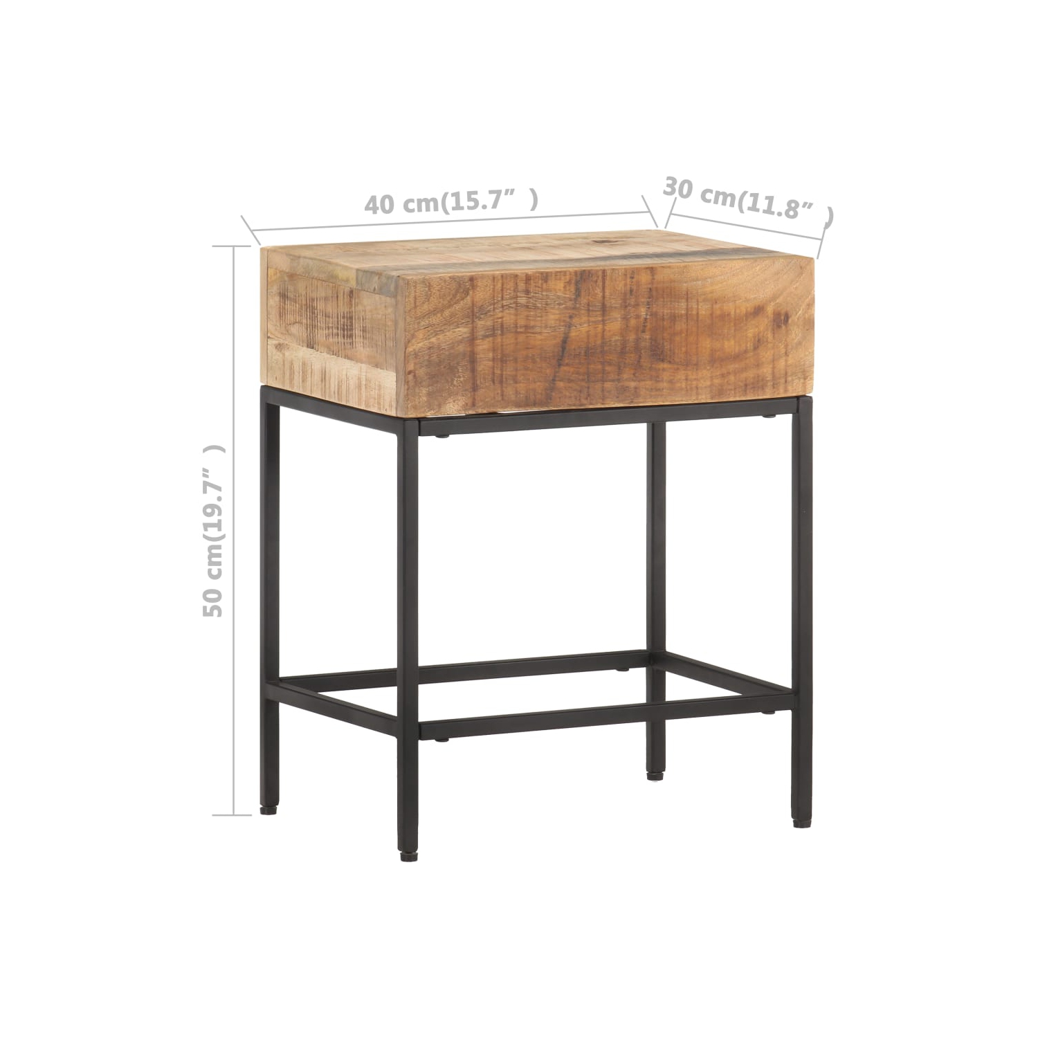 vidaXL Side Table 40x30x50 cm Solid Rough Mango Wood