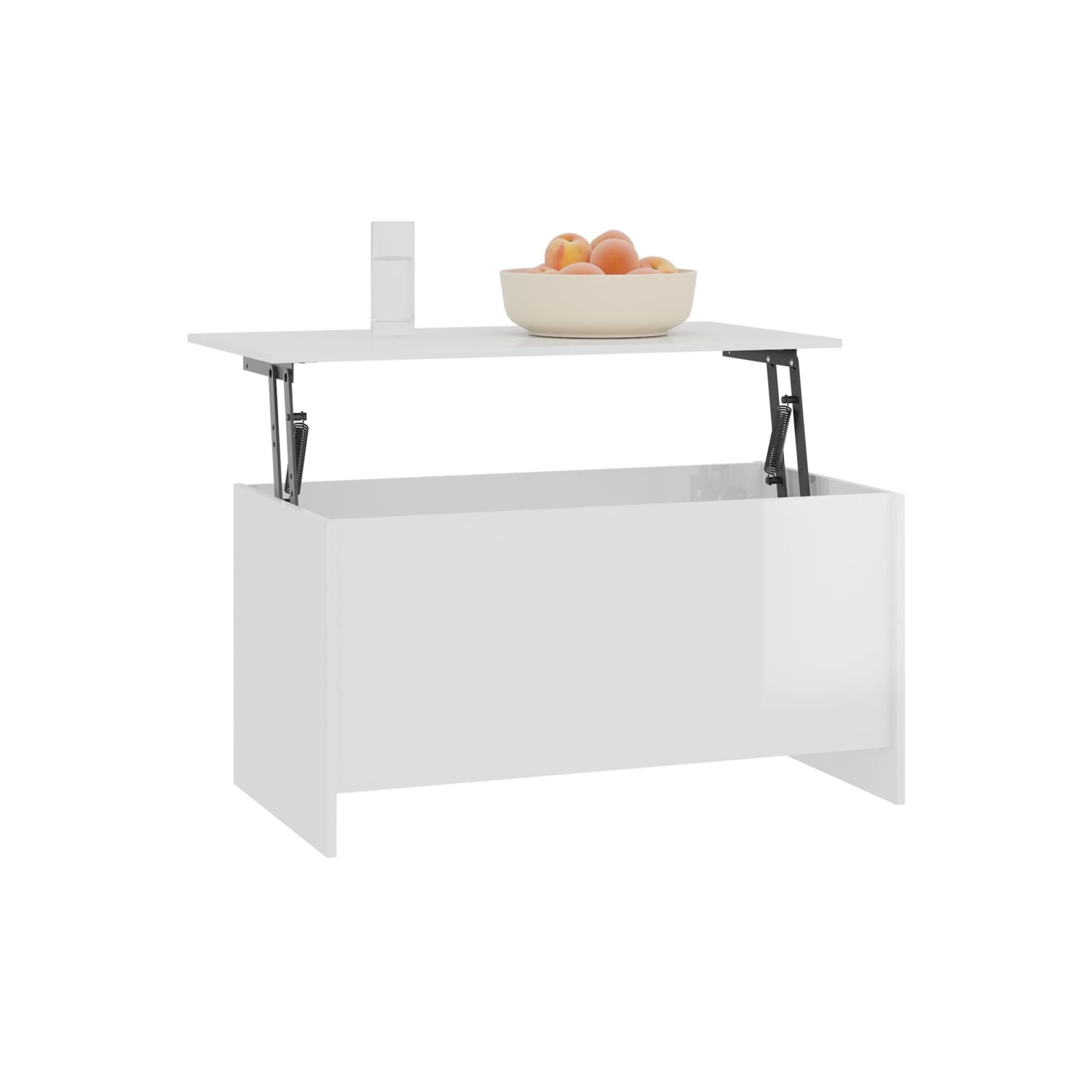 Table basse blanche très lustrée de 102x55,5x52,5 cm bois d'ingénierie