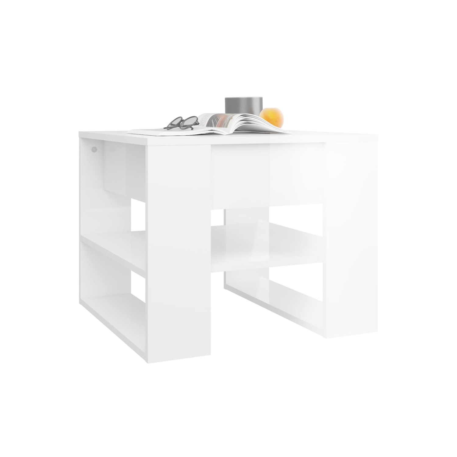 vidaXL Coffee Table High Gloss White 55.5x55x45 cm Engineered Wood