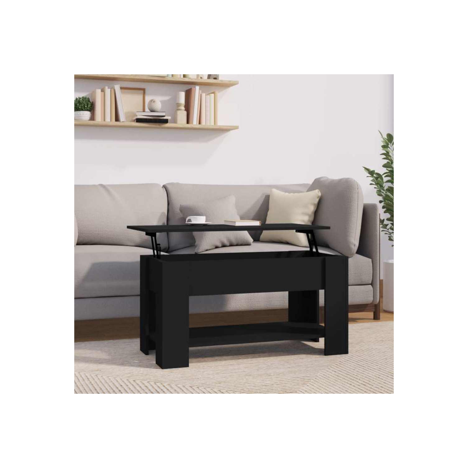 vidaXL Coffee Table Black 101x49x52 cm Engineered Wood