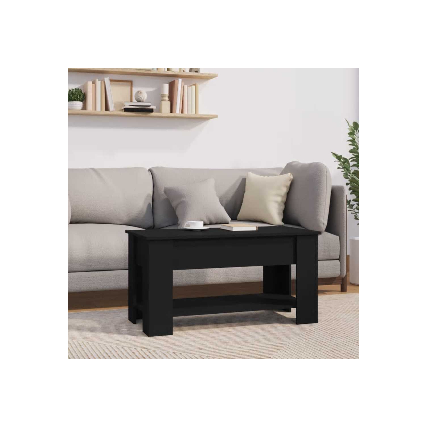 vidaXL Coffee Table Black 101x49x52 cm Engineered Wood