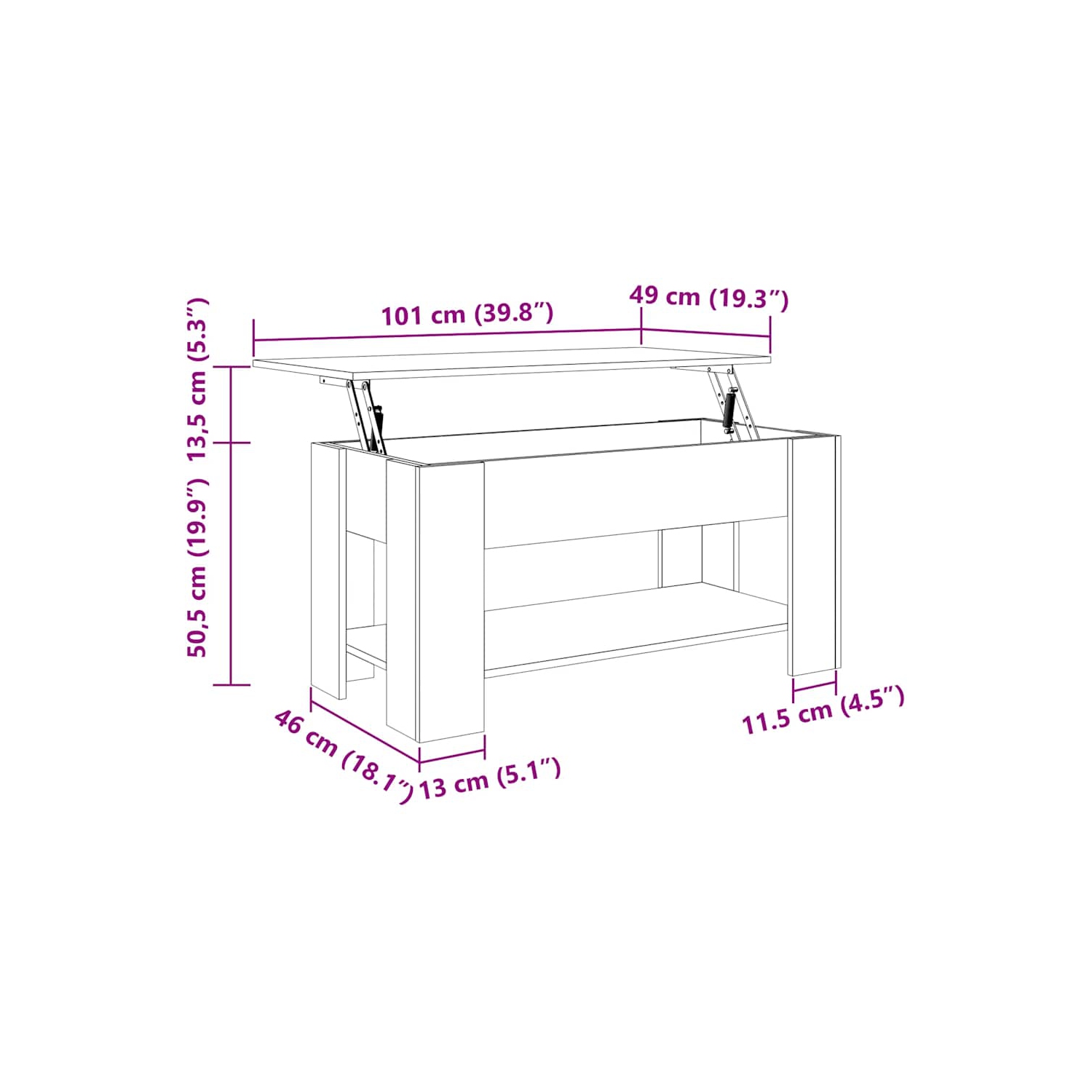 vidaXL Coffee Table Black 101x49x52 cm Engineered Wood