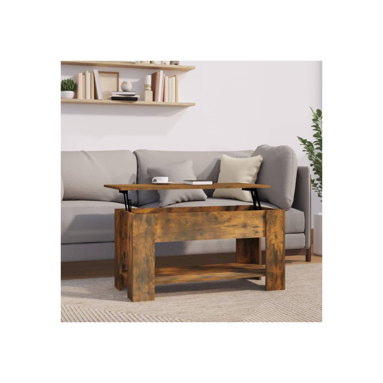 vidaXL Coffee Table Smoked Oak 101x49x52 cm Engineered Wood