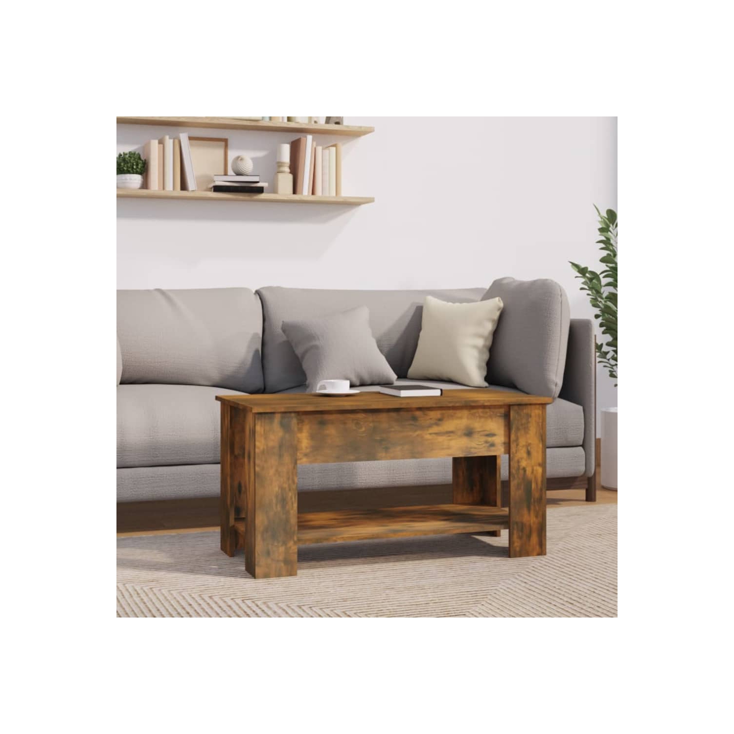 vidaXL Coffee Table Smoked Oak 101x49x52 cm Engineered Wood