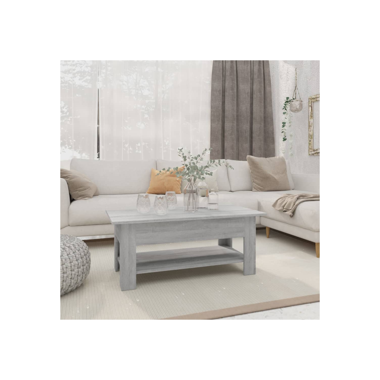 vidaXL Coffee Table Grey Sonoma 102x55x42 cm Engineered Wood